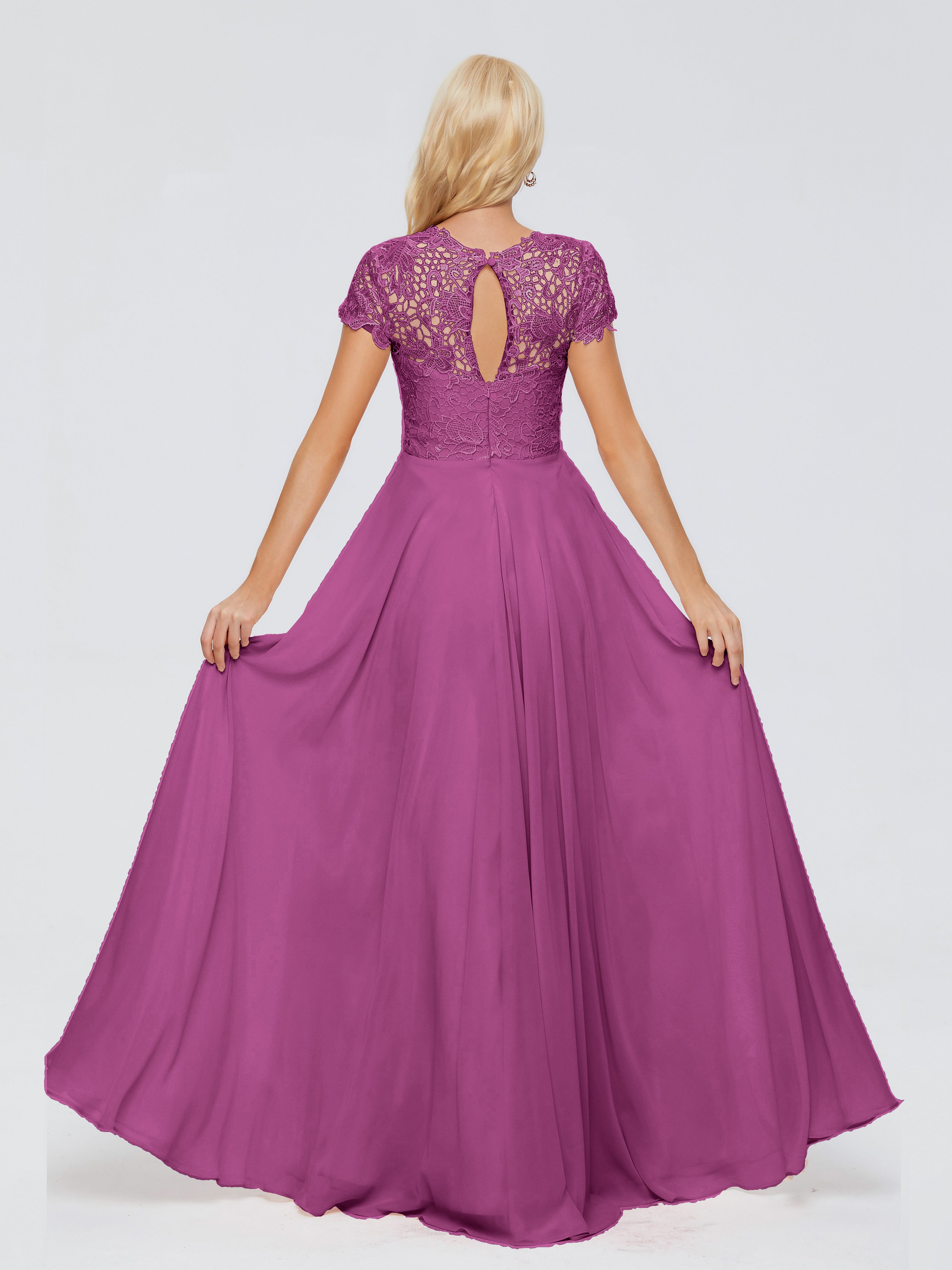Robes De Demoiselle D'Honneur Orchidée A-ligne Encolure Dégagée Mousseline Robes Demoiselle D'Honneur