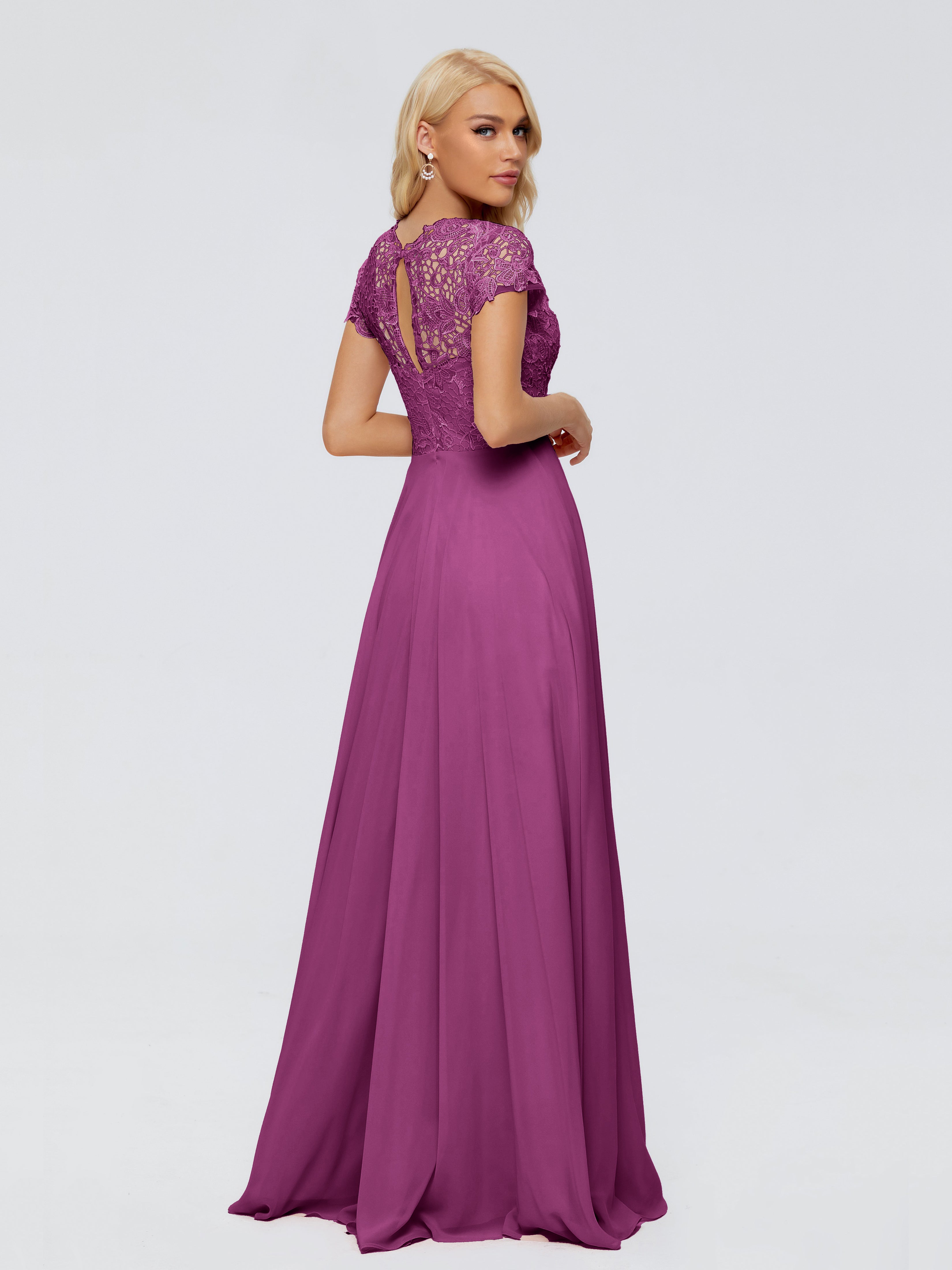 Robes De Demoiselle D'Honneur Orchidée A-ligne Encolure Dégagée Mousseline Robes Demoiselle D'Honneur