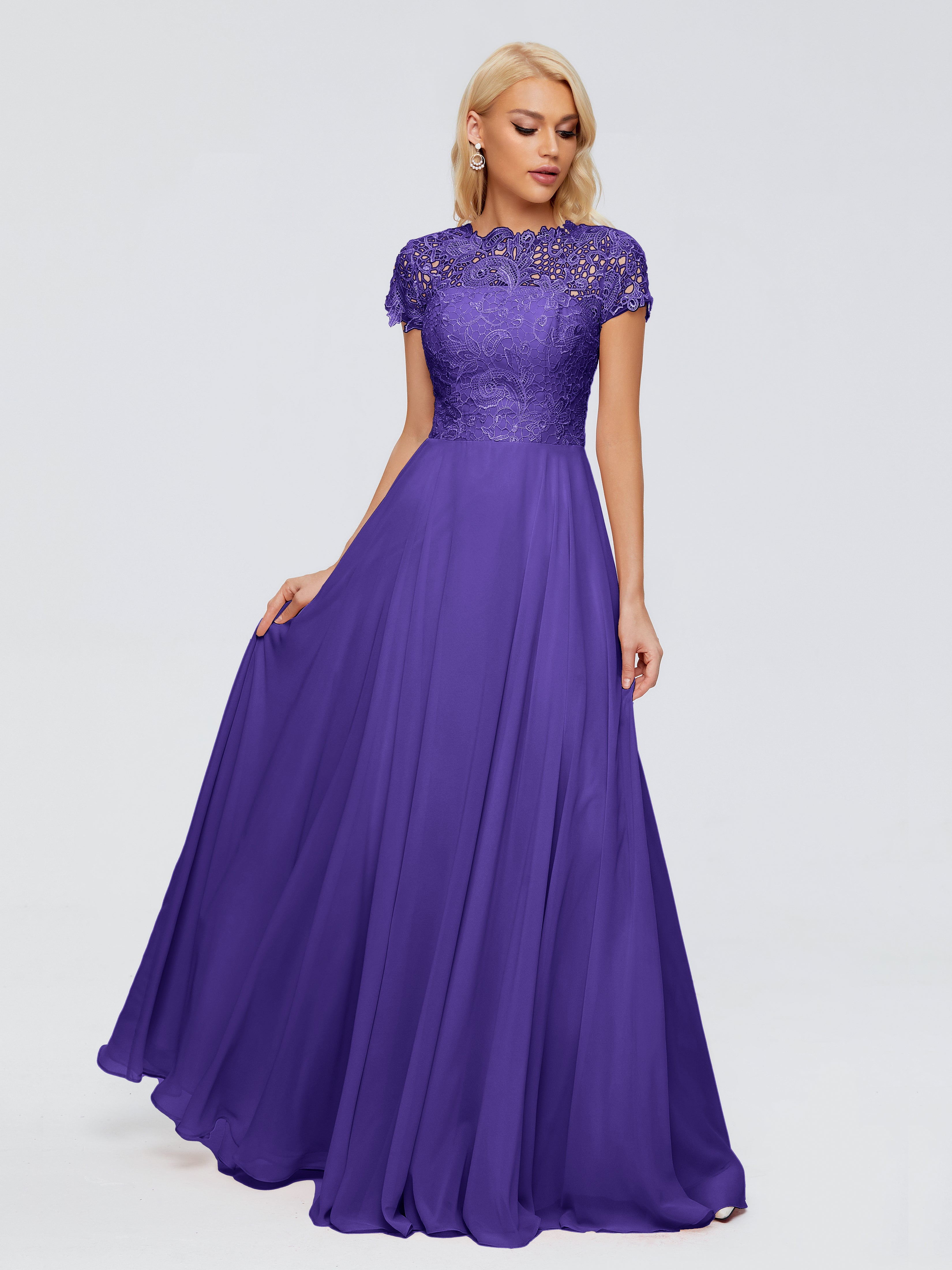 Robes De Demoiselle D'Honneur En Régence A-ligne Encolure Dégagée Mousseline Robes Demoiselle D'Honneur