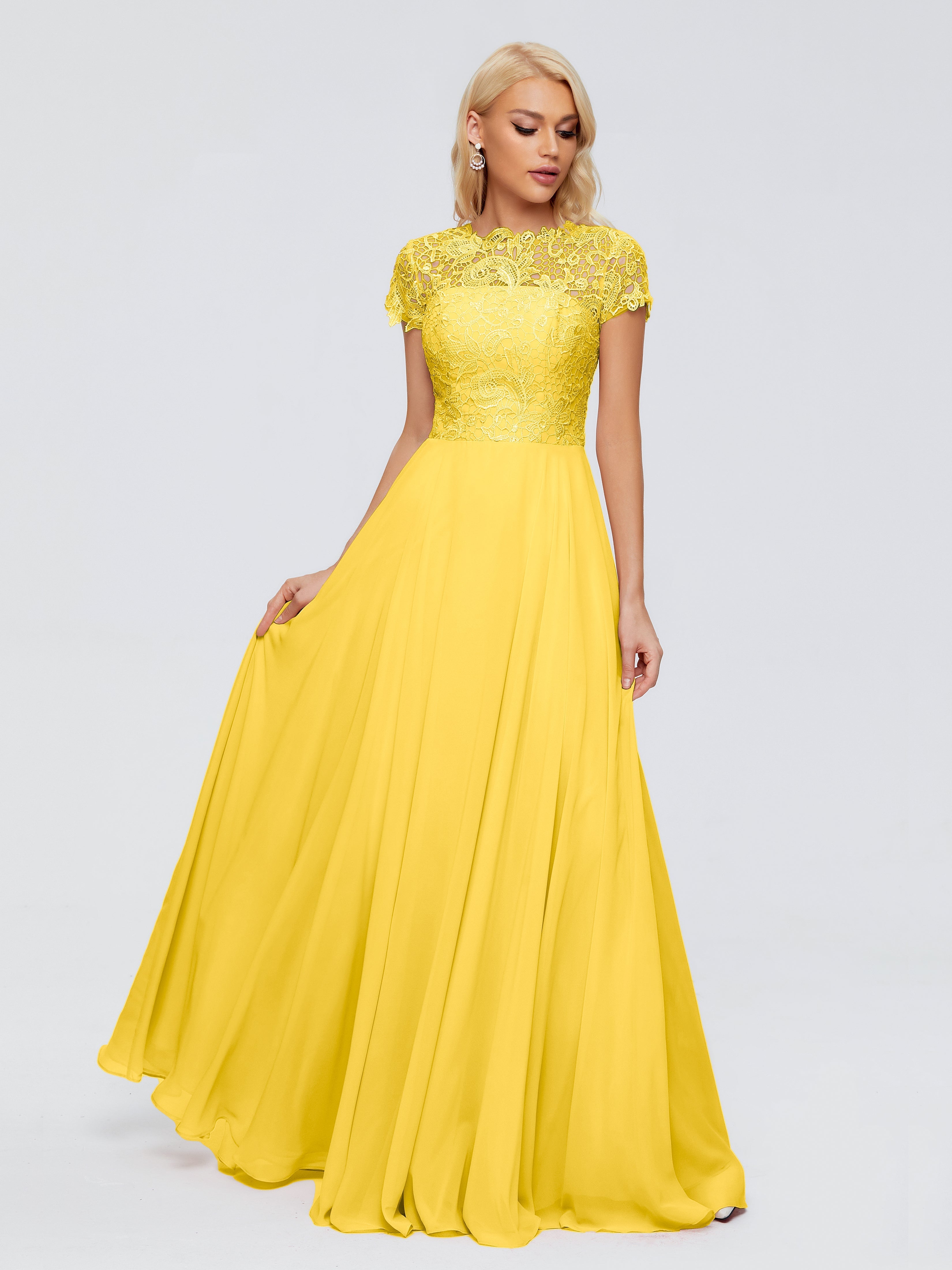 Robe De Demoiselle D'Honneur Souci A-ligne Encolure Dégagée Mousseline Robes Demoiselle D'Honneur