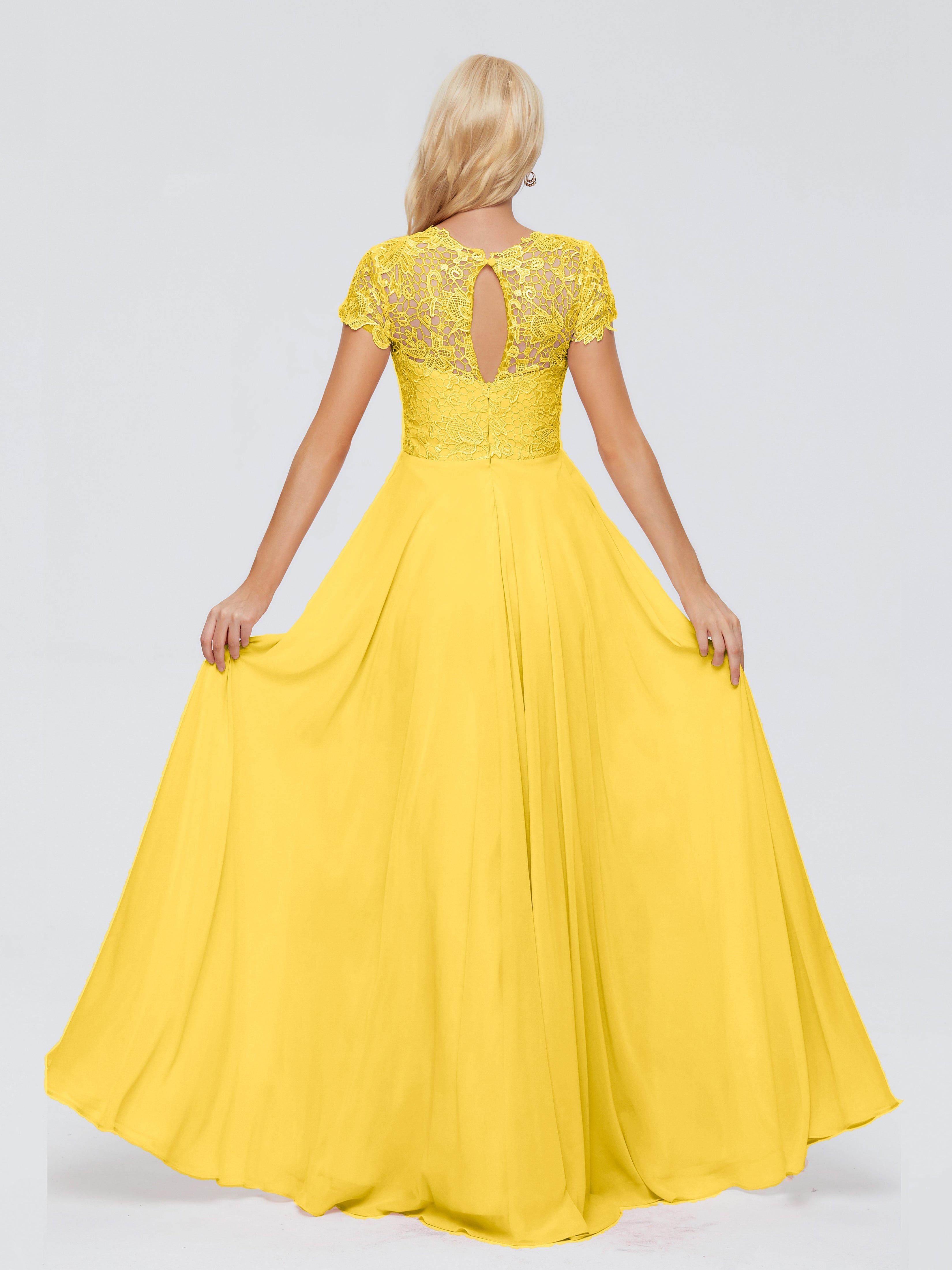 Robe De Demoiselle D'Honneur Souci A-ligne Encolure Dégagée Mousseline Robes Demoiselle D'Honneur