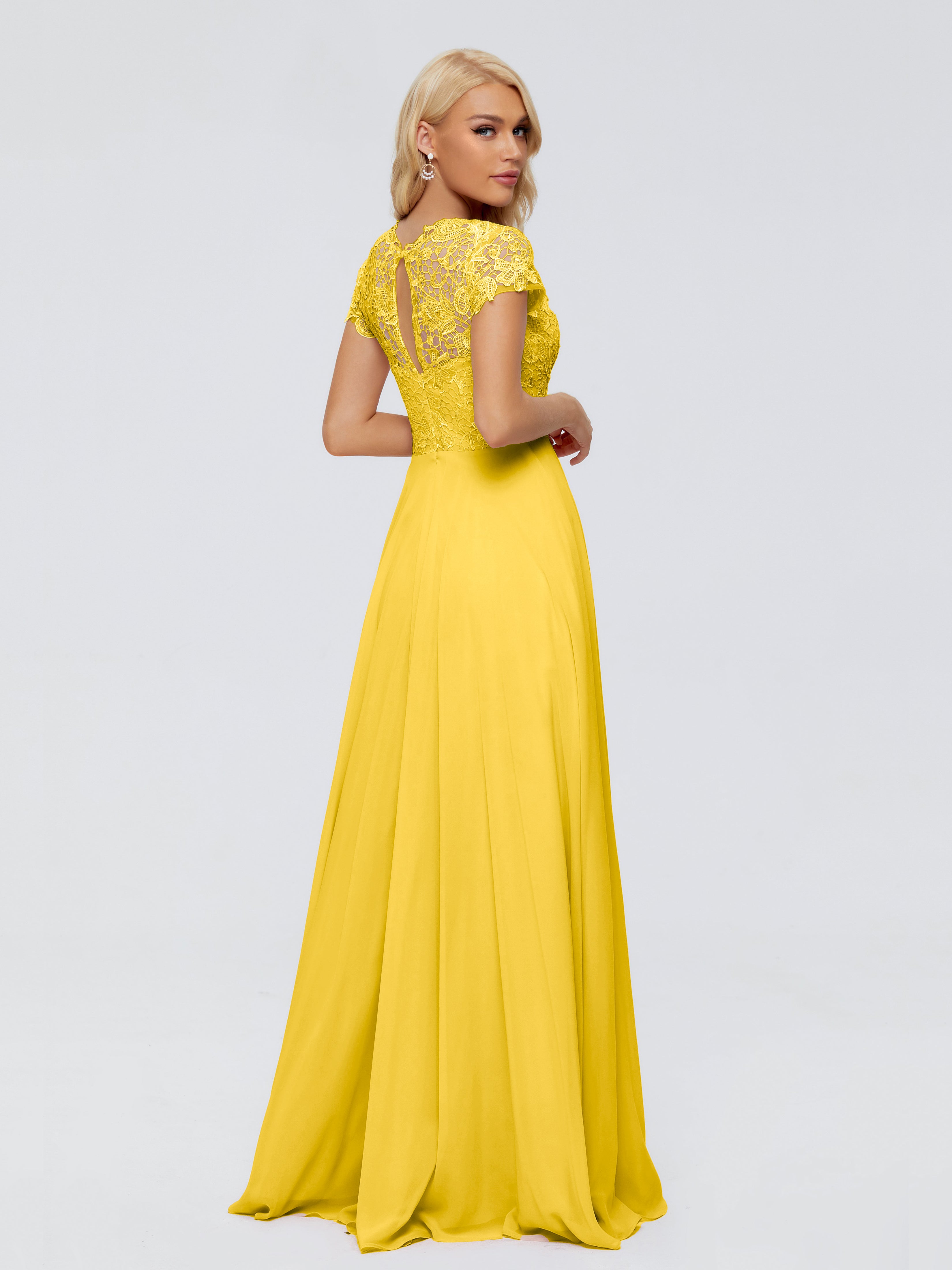 Robe De Demoiselle D'Honneur Souci A-ligne Encolure Dégagée Mousseline Robes Demoiselle D'Honneur