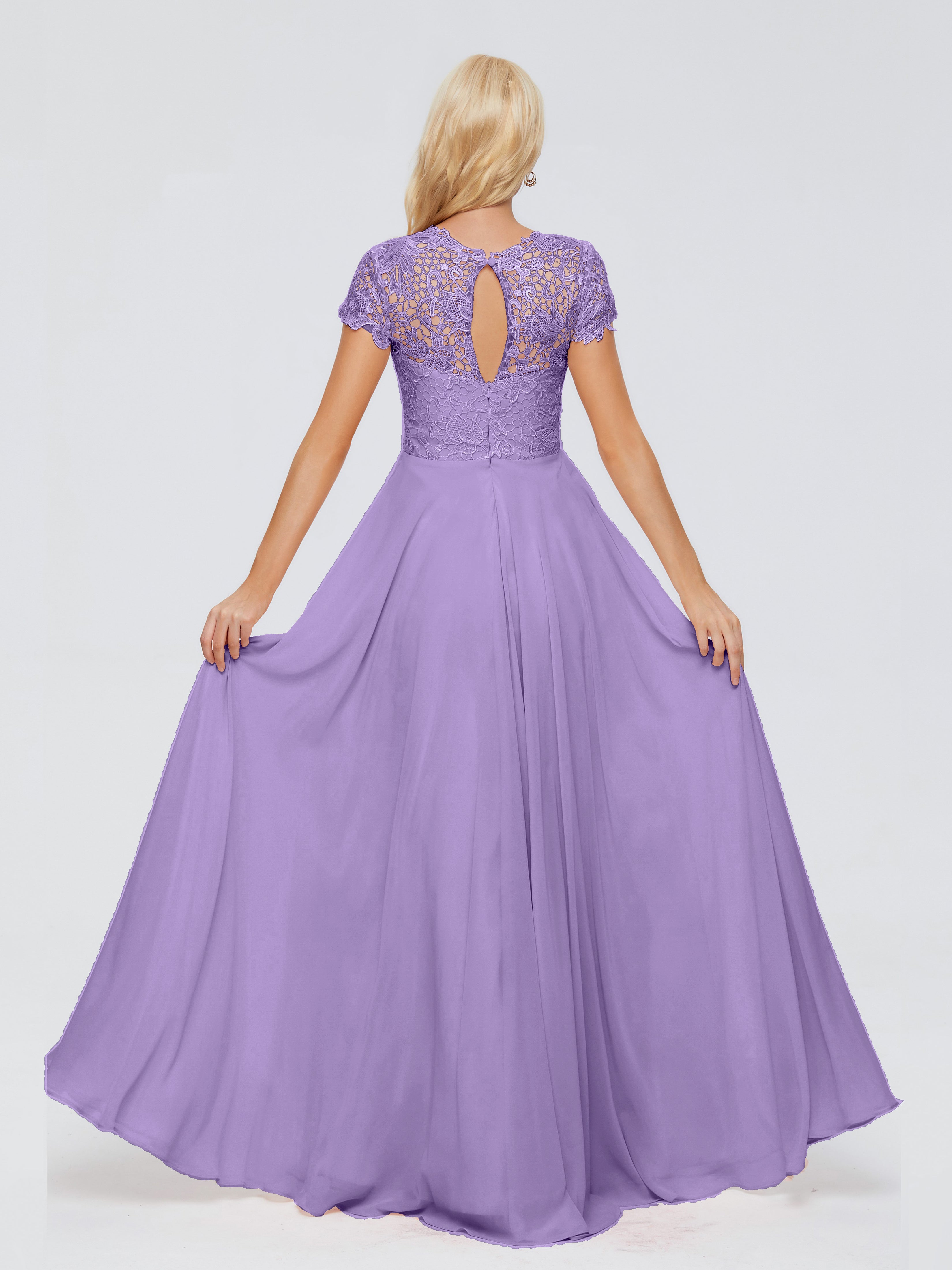 Robes De Demoiselle D'Honneur Tahiti A-ligne Encolure Dégagée Mousseline Robes Demoiselle D'Honneur