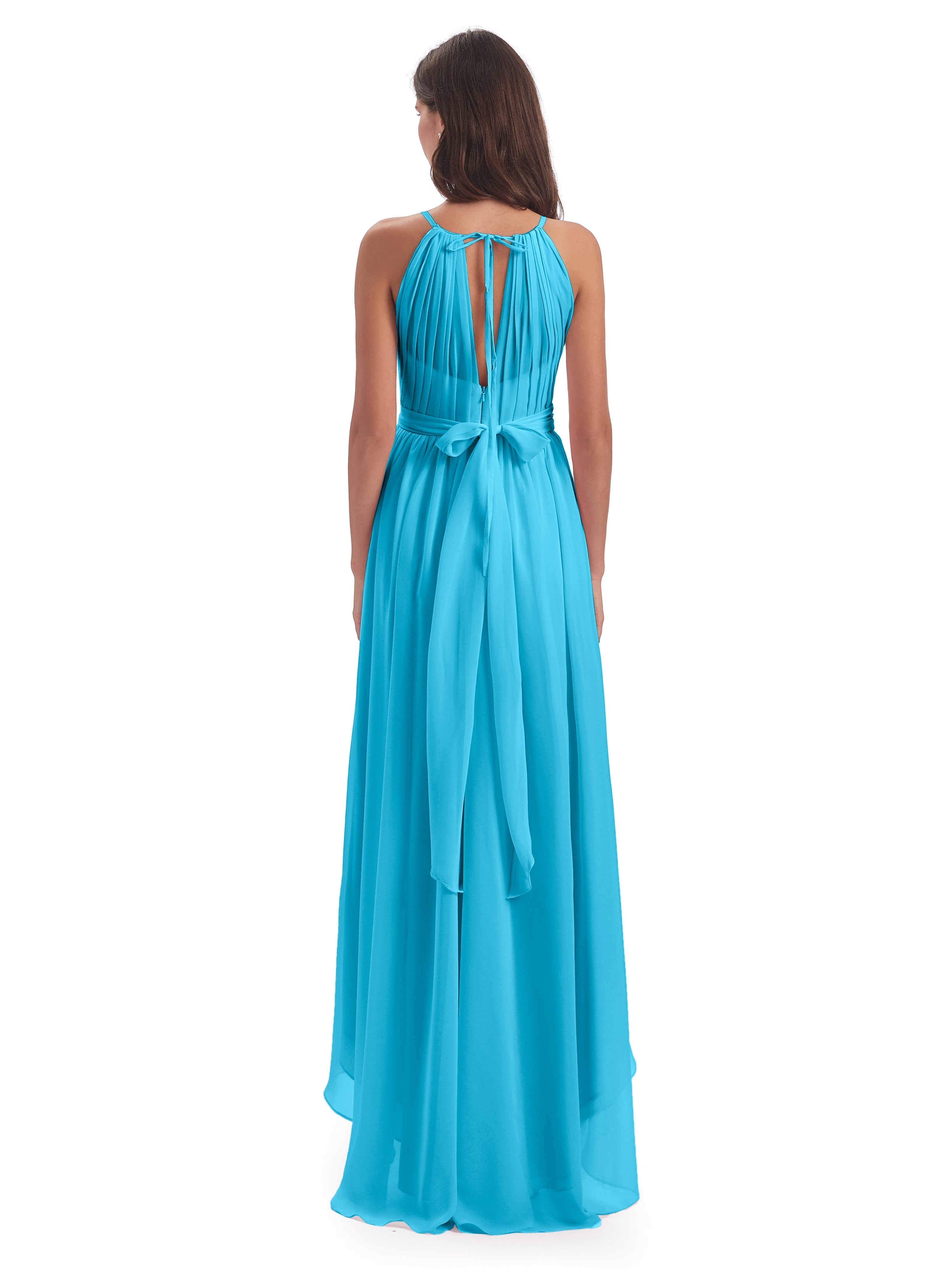 Robe De Demoiselle D'Honneur En Piscine Asymétrique Haute Basse Licou Mousseline Robes Demoiselle D'Honneur