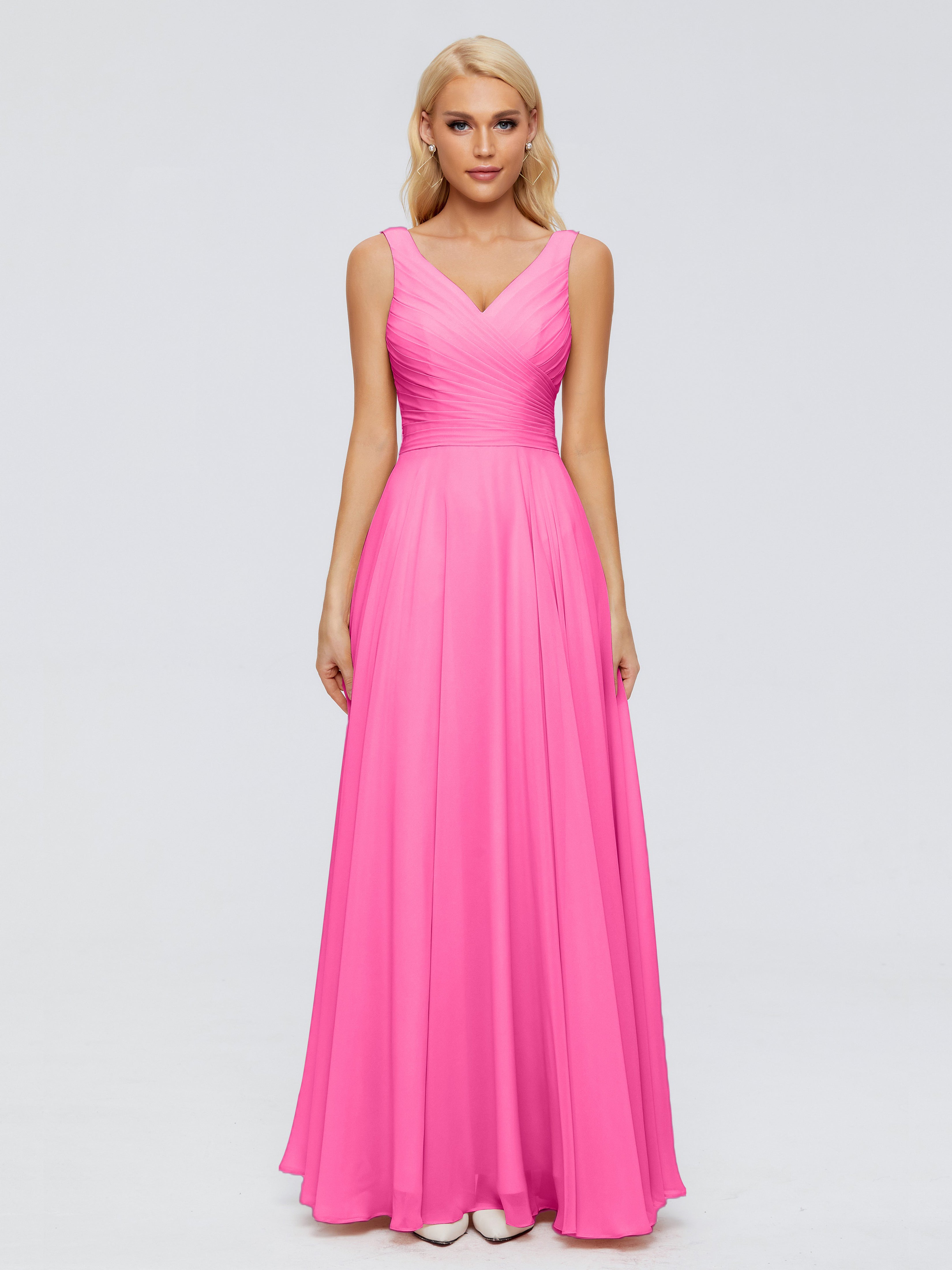 Robe Demoiselle D Honneur Azalée Col V Mousseline Robes Demoiselle D'Honneur Avec Ceinture