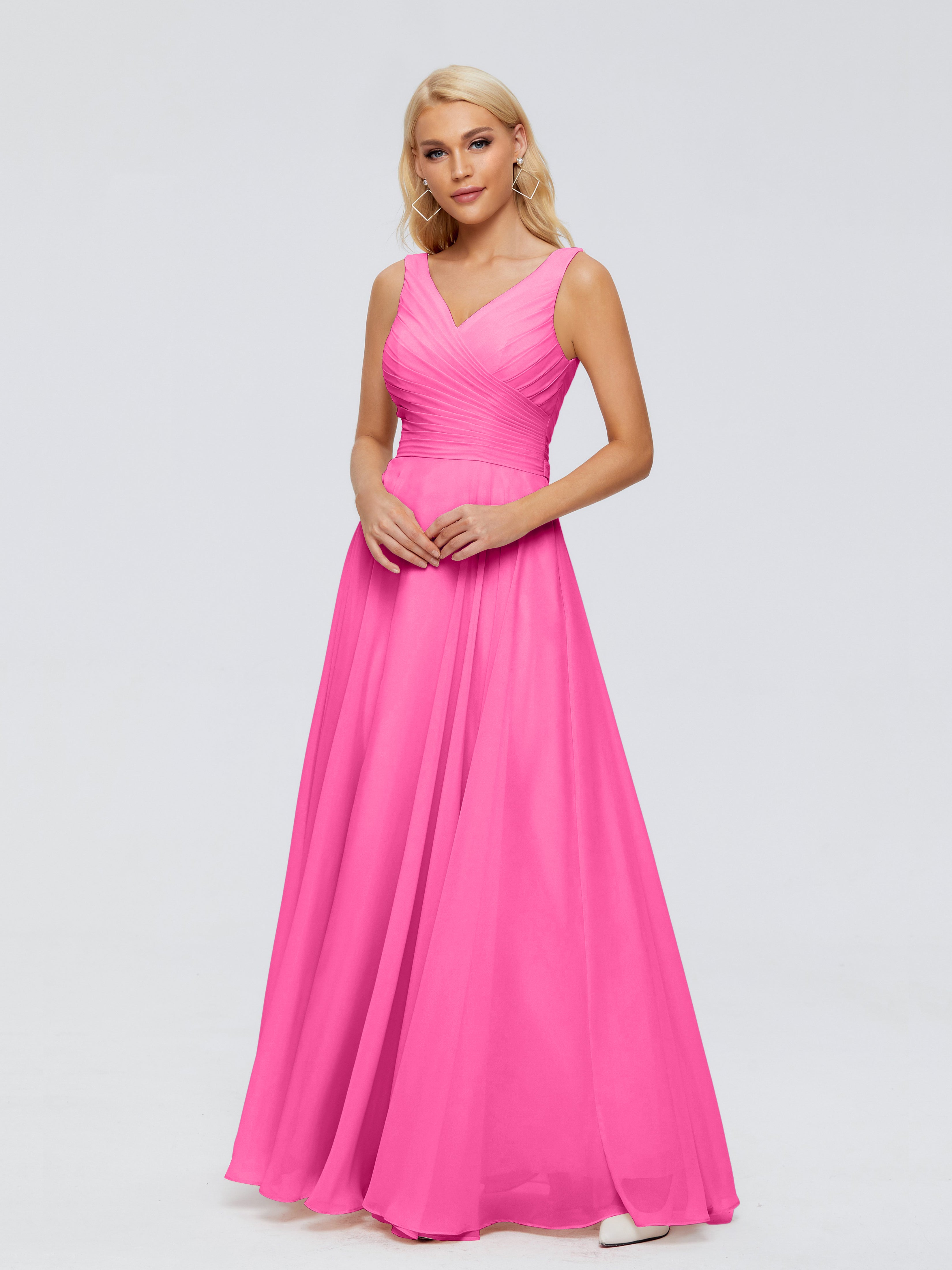 Robe Demoiselle D Honneur Azalée Col V Mousseline Robes Demoiselle D'Honneur Avec Ceinture