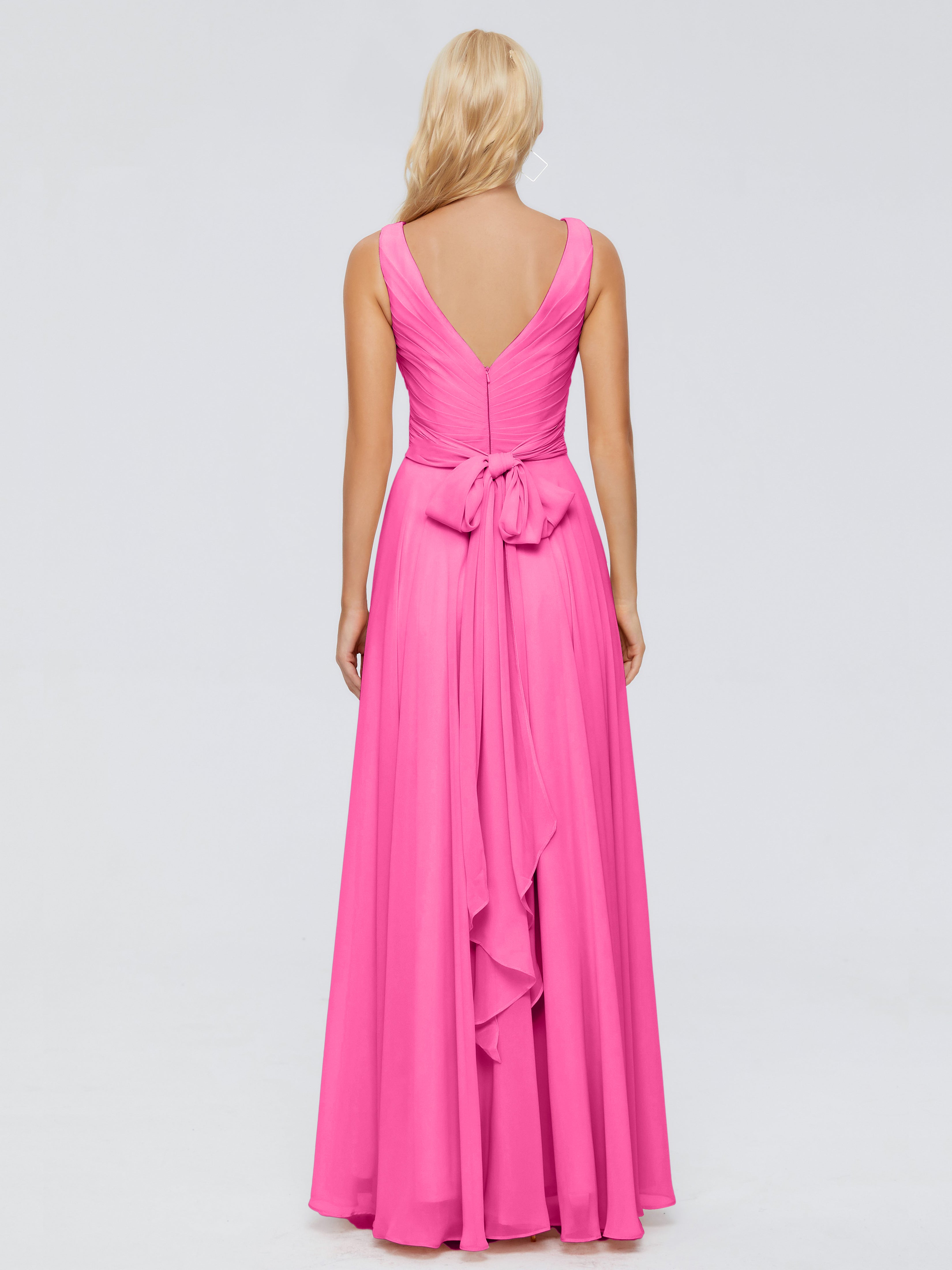 Robe Demoiselle D Honneur Azalée Col V Mousseline Robes Demoiselle D'Honneur Avec Ceinture