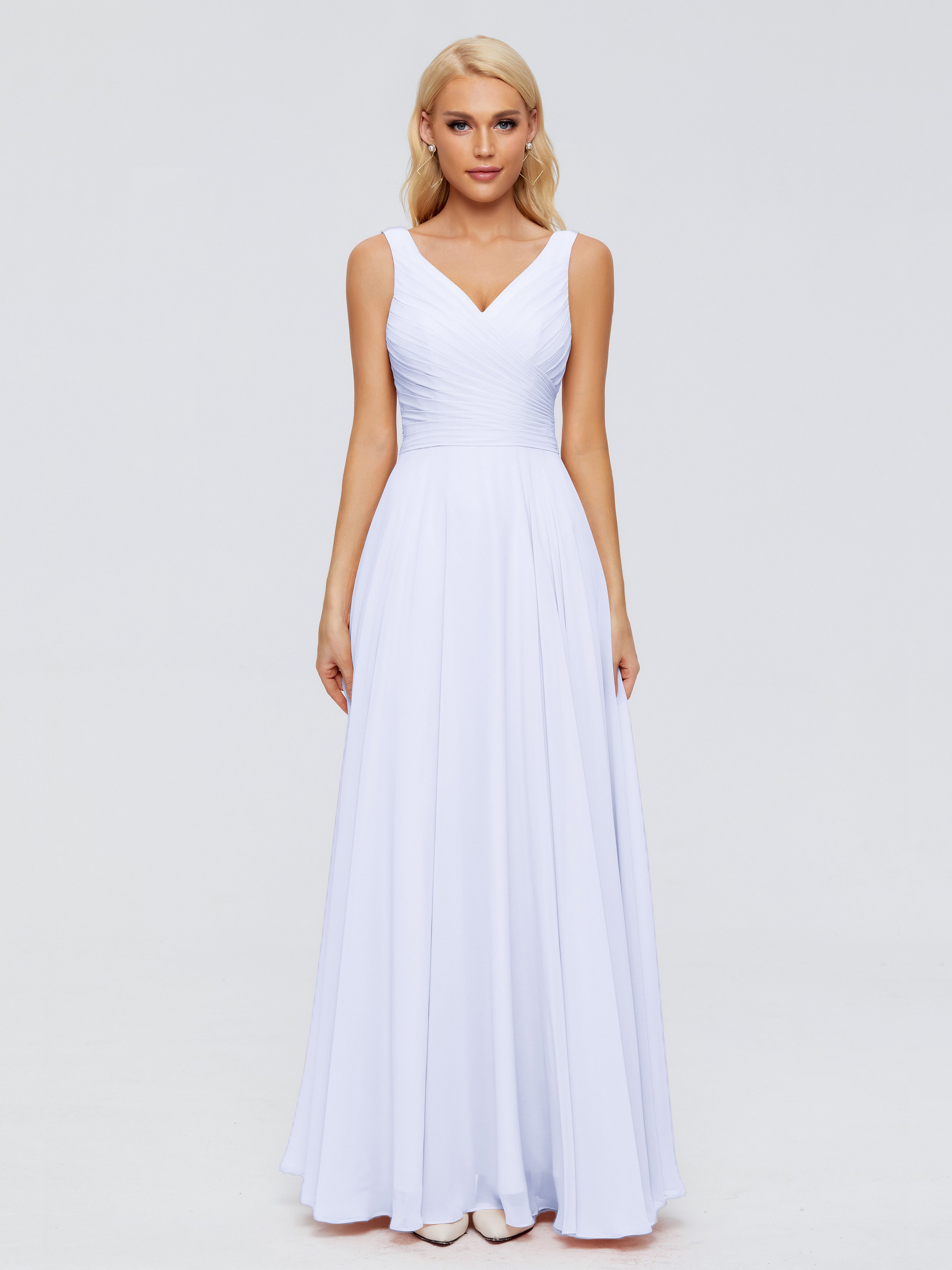 Robe De Demoiselle D'Honneur Lavande Col V Mousseline Robes Demoiselle D'Honneur Avec Ceinture