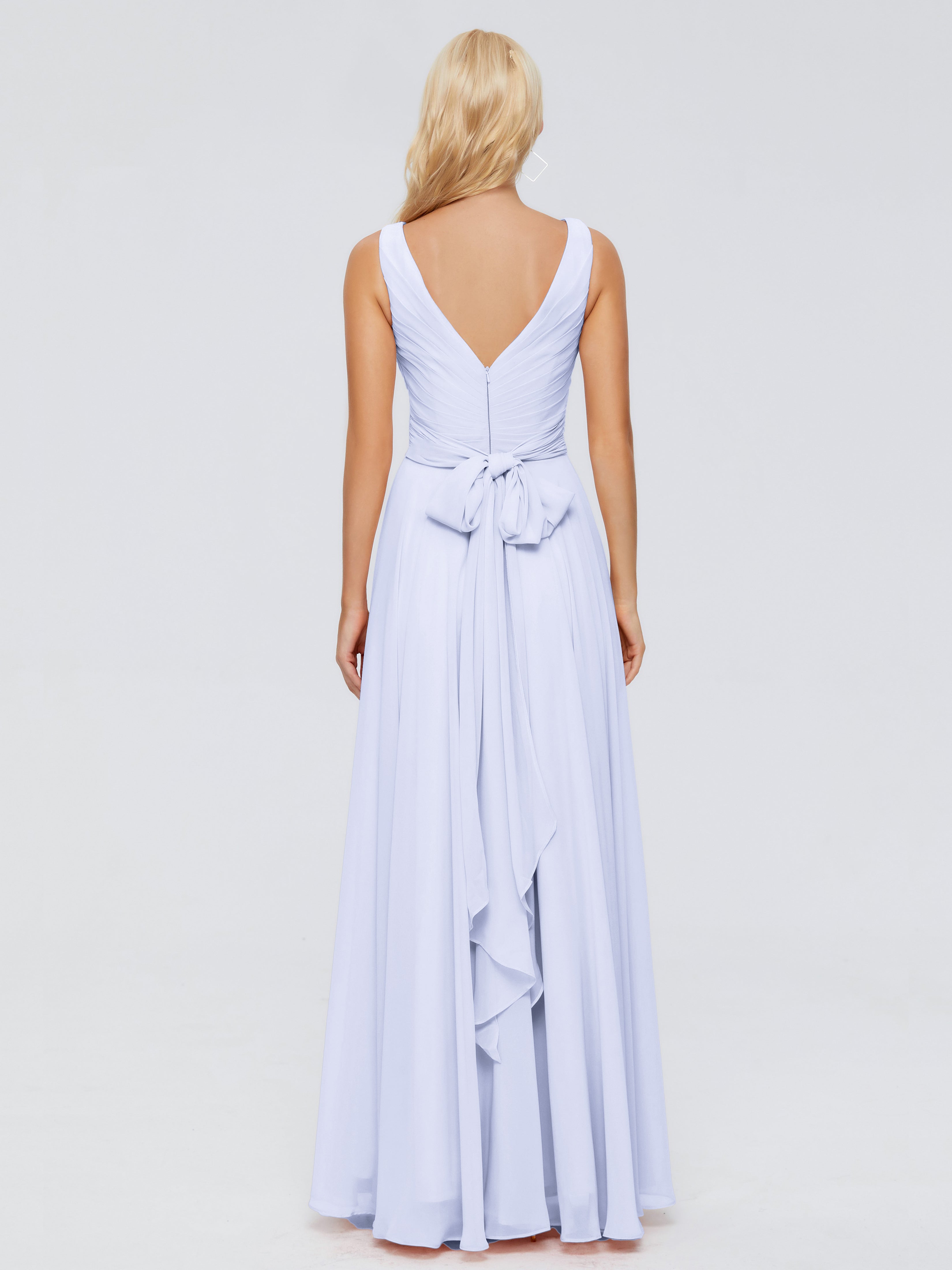 Robe De Demoiselle D'Honneur Lavande Col V Mousseline Robes Demoiselle D'Honneur Avec Ceinture