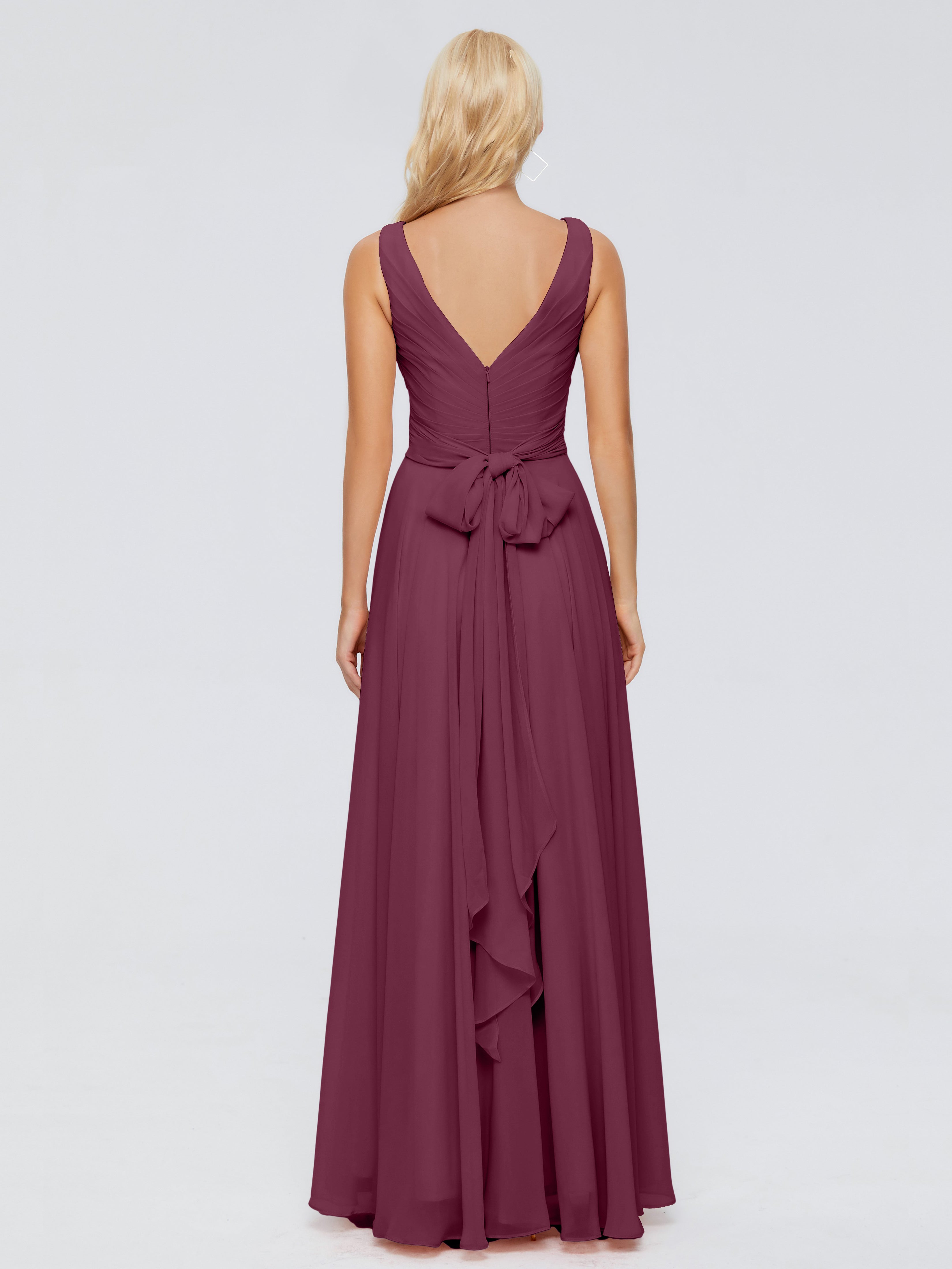 Robes De Demoiselle D'Honneur Mure Col V Mousseline Robes Demoiselle D'Honneur Avec Ceinture