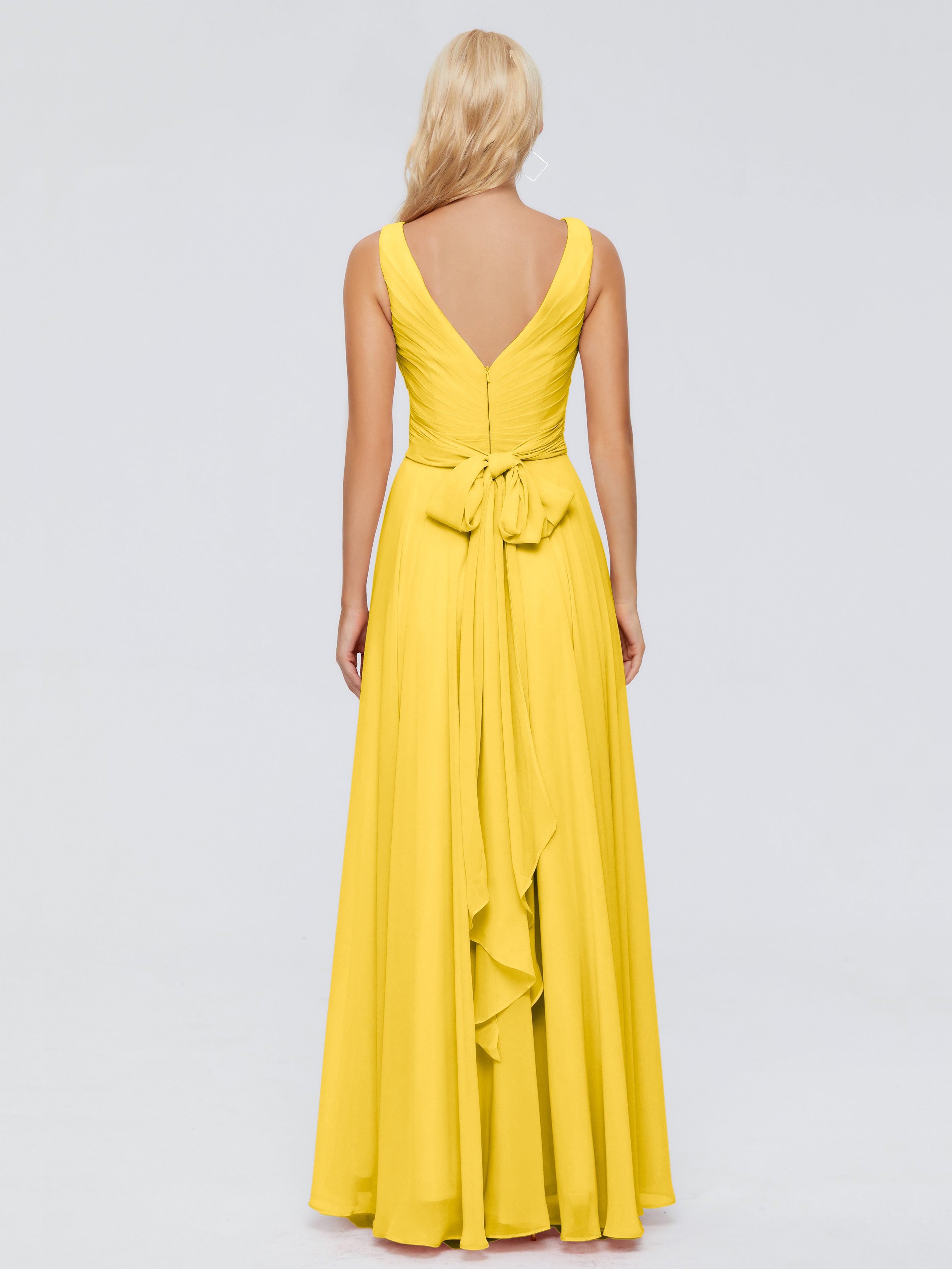 Robe De Demoiselle D'Honneur Souci Col V Mousseline Robes Demoiselle D'Honneur Avec Ceinture