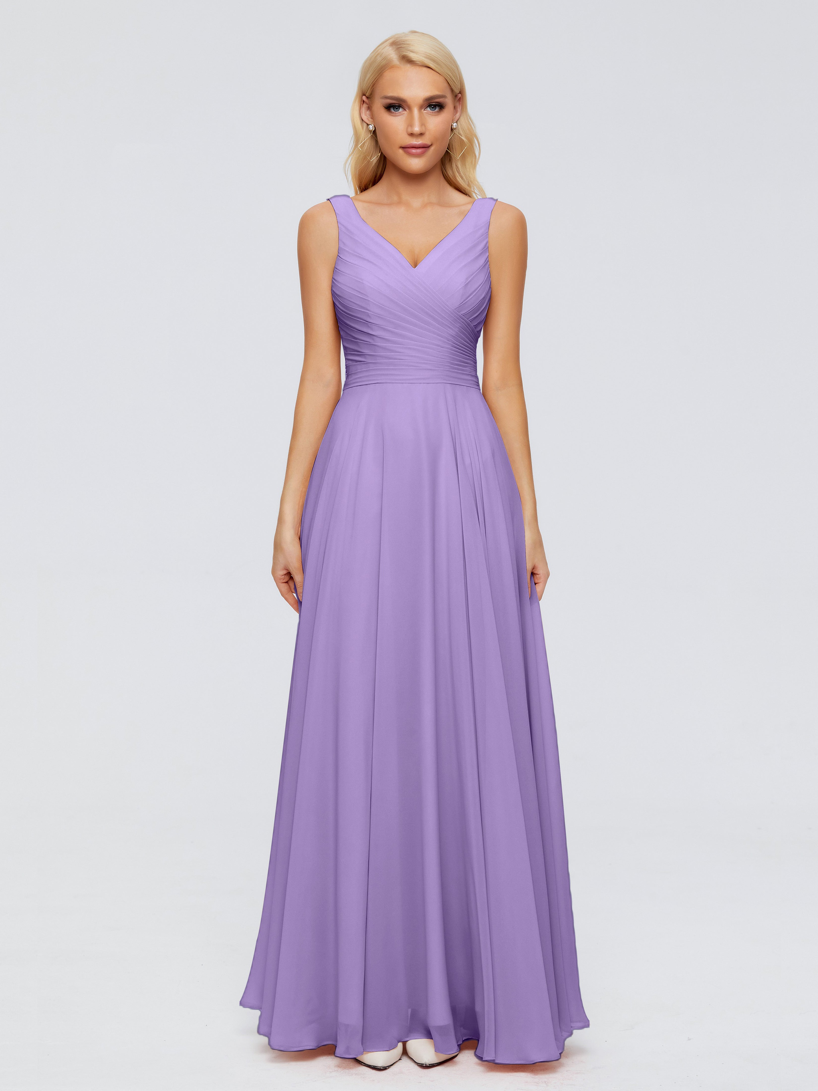 Robes De Demoiselle D'Honneur Tahiti Col V Mousseline Robes Demoiselle D'Honneur Avec Ceinture