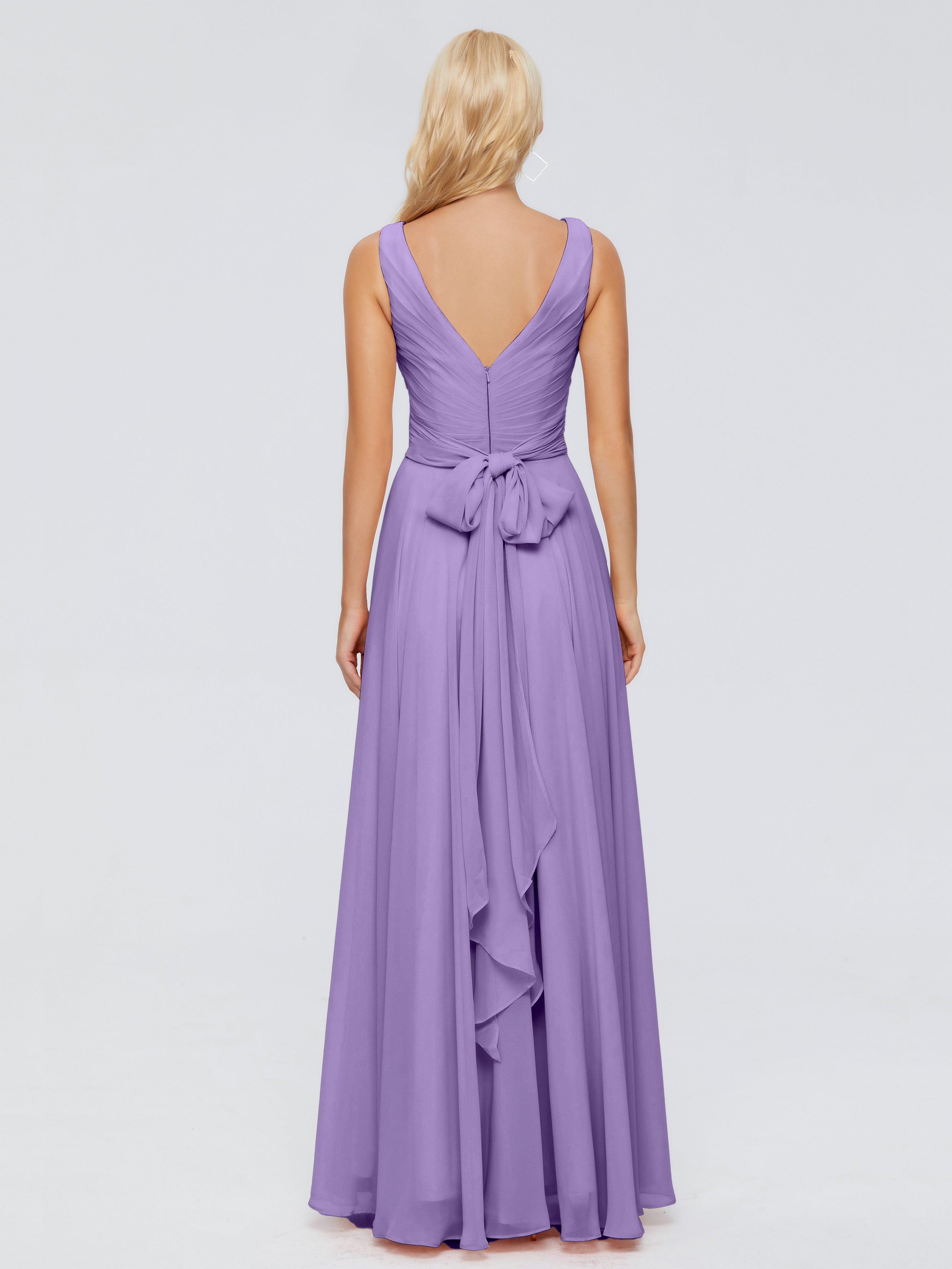 Robes De Demoiselle D'Honneur Tahiti Col V Mousseline Robes Demoiselle D'Honneur Avec Ceinture