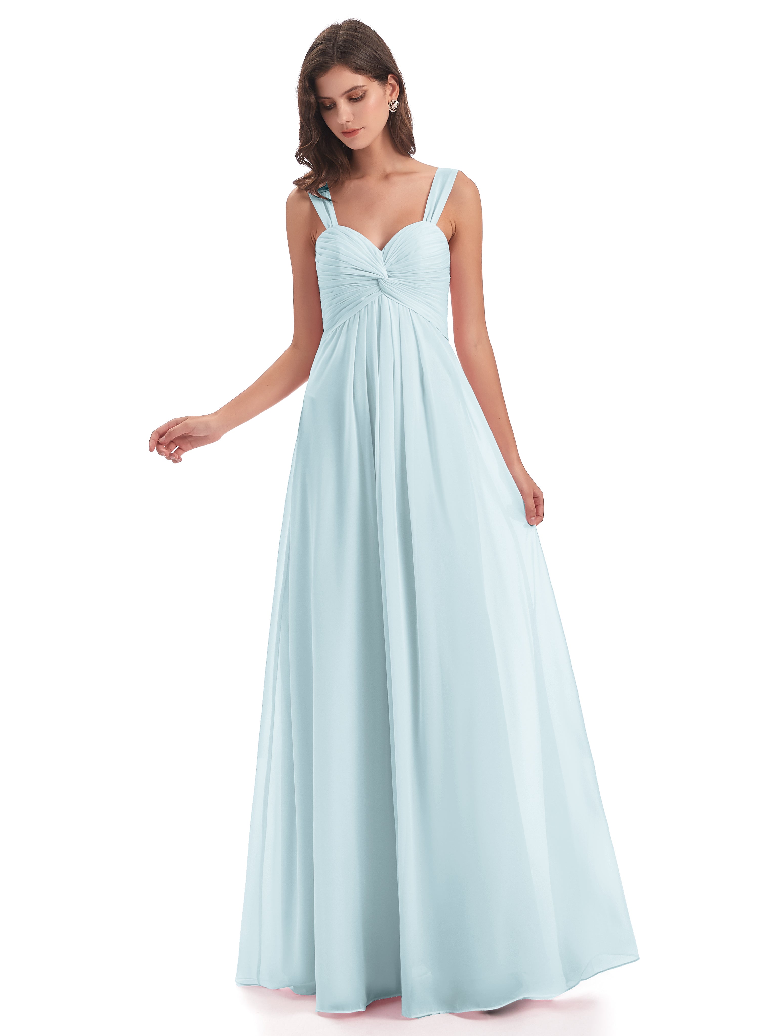 Robe De Demoiselle D'Honneur Brume Colonne Bretelle Mousseline Robes Demoiselle D'Honneur