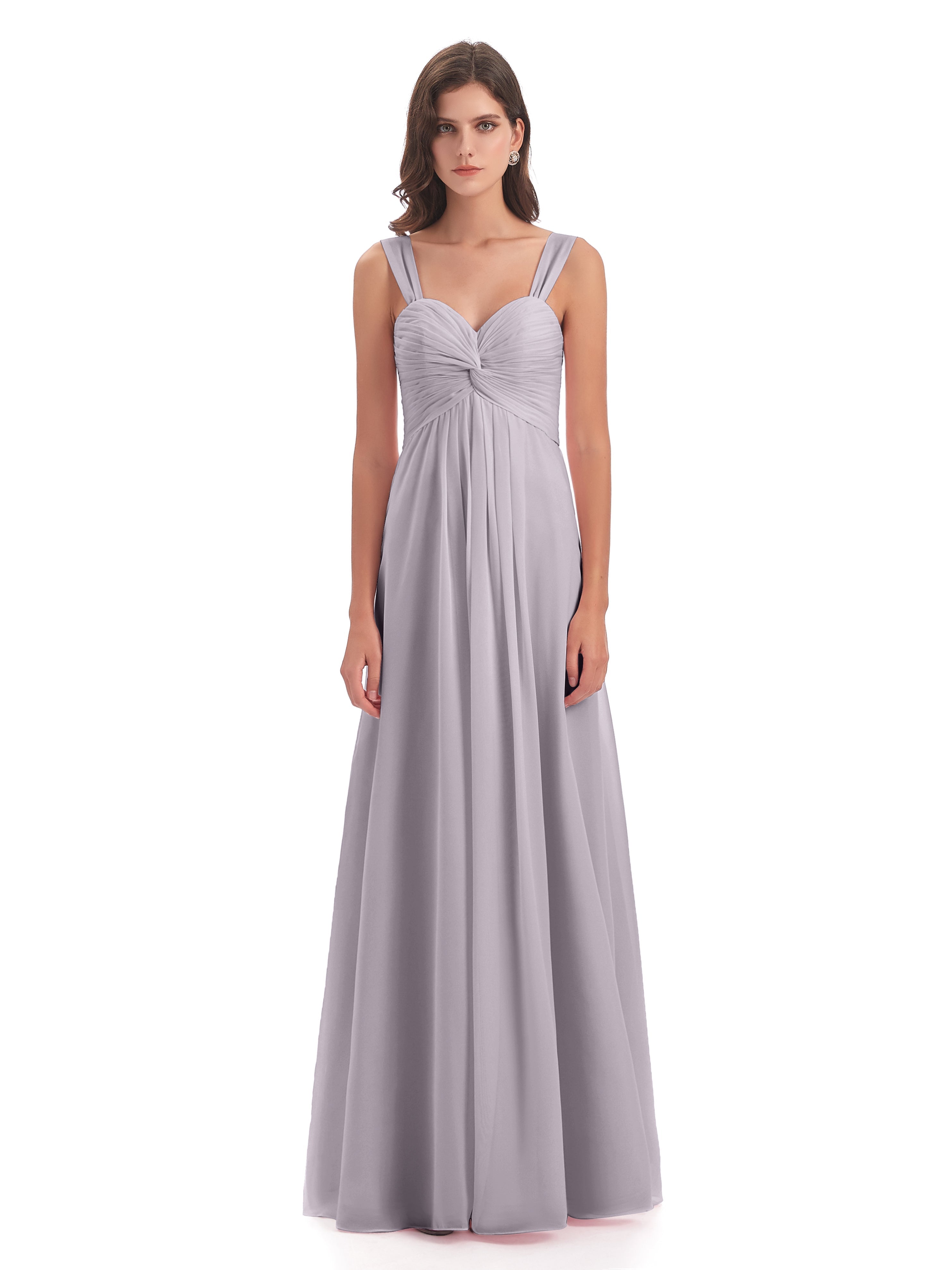 Robes De Demoiselle D'Honneur Couleur Crépuscule Colonne Bretelle Mousseline Robes Demoiselle D'Honneur