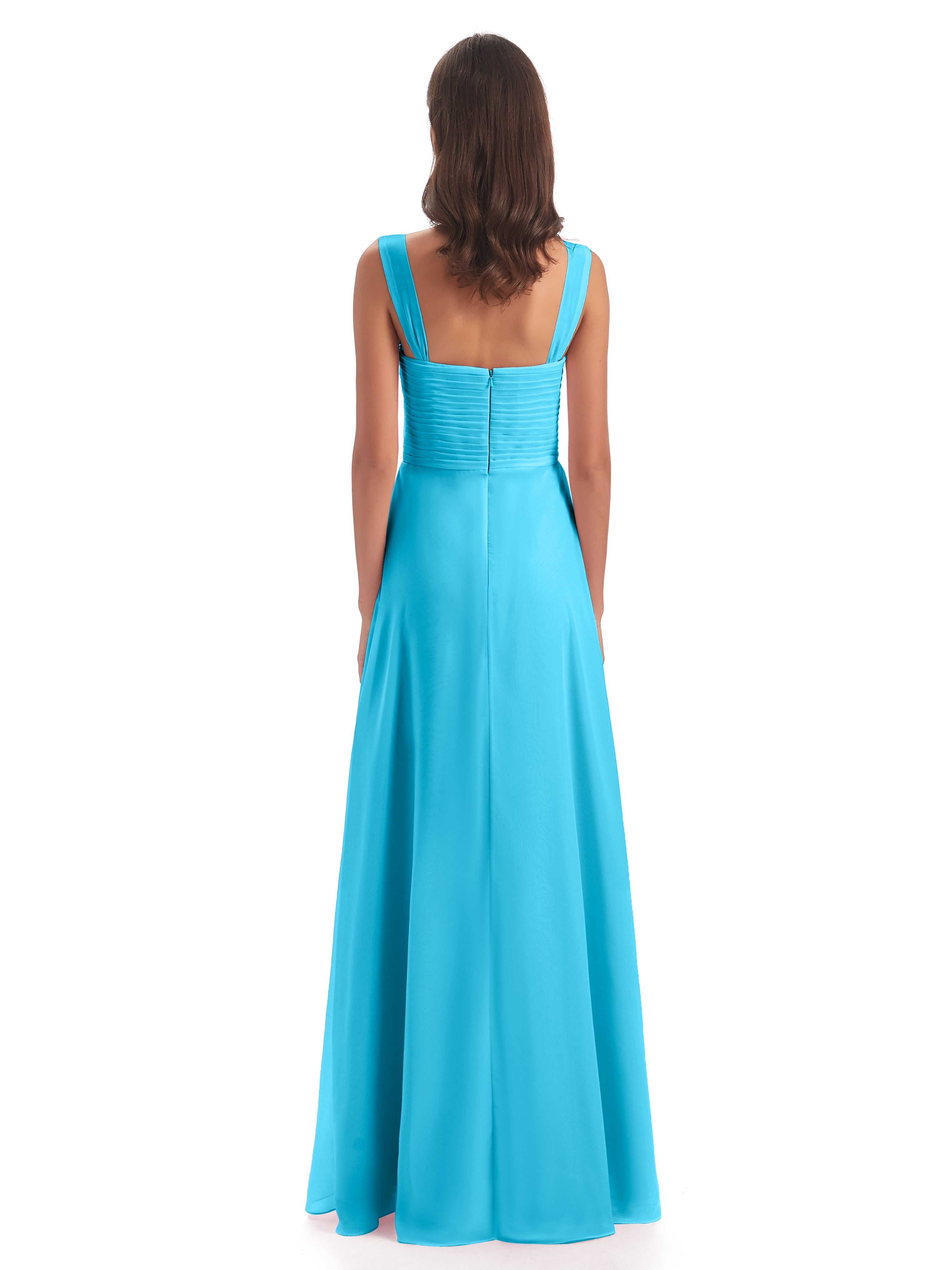 Robe De Demoiselle D'Honneur En Piscine Colonne Bretelle Mousseline Robes Demoiselle D'Honneur