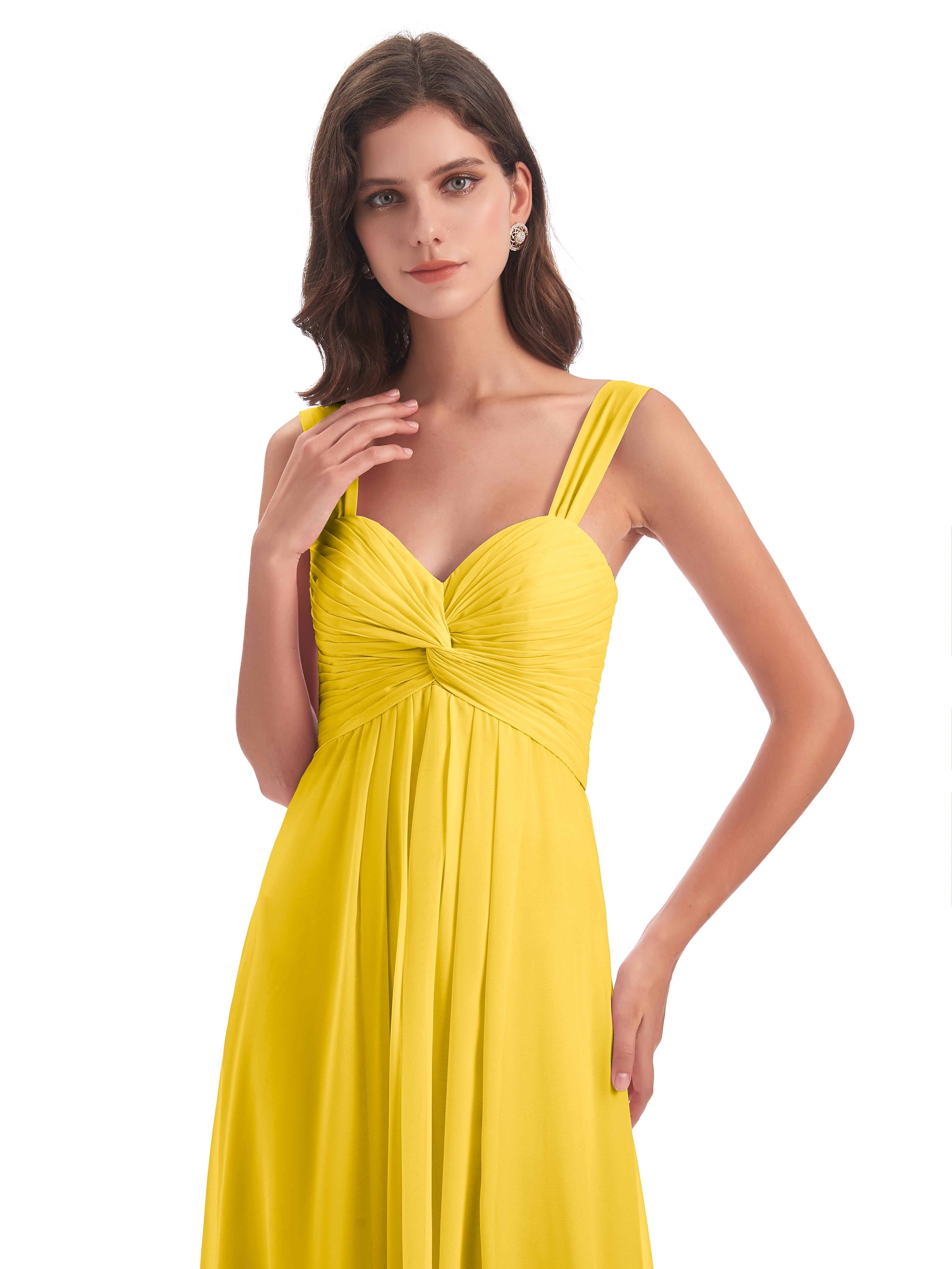 Robe De Demoiselle D'Honneur Souci Colonne Bretelle Mousseline Robes Demoiselle D'Honneur