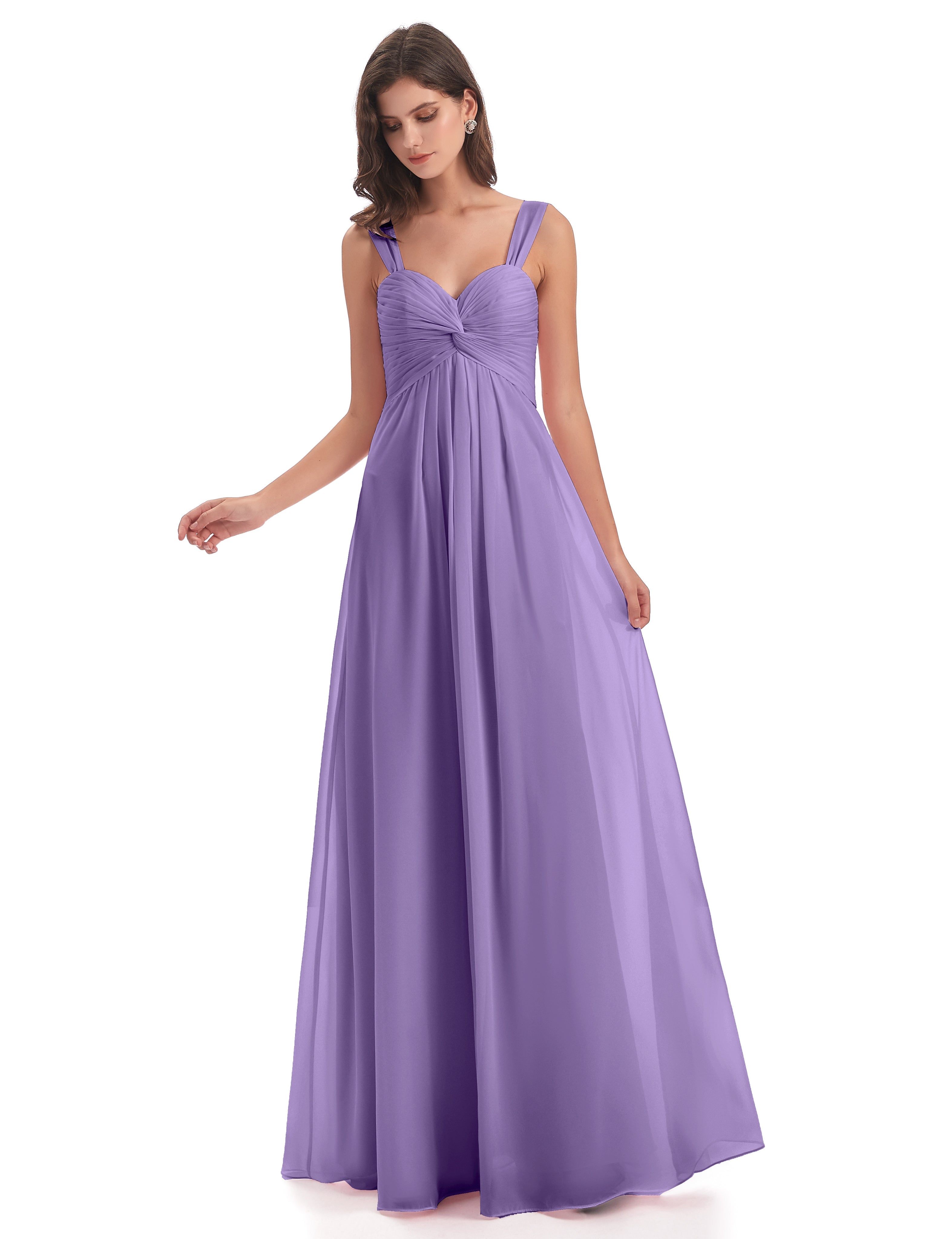 Robes De Demoiselle D'Honneur Tahiti Colonne Bretelle Mousseline Robes Demoiselle D'Honneur