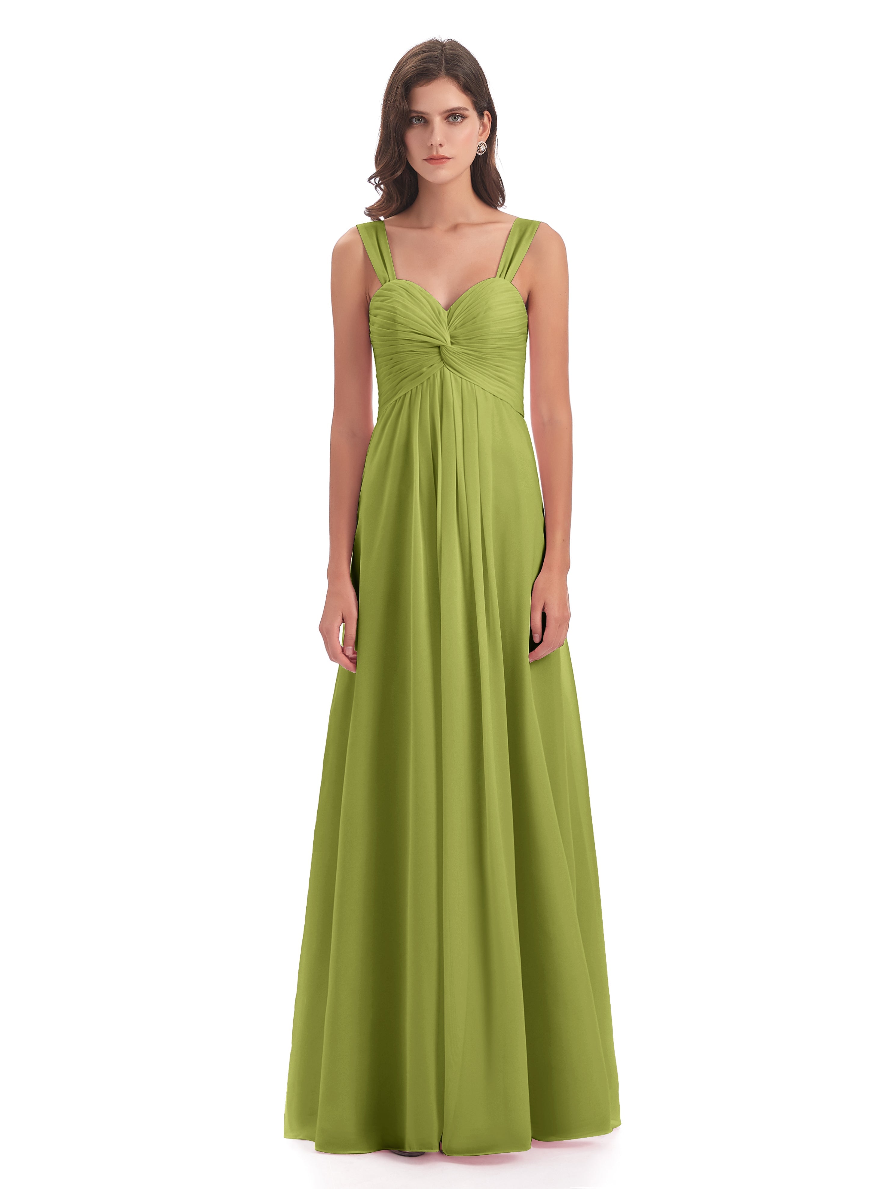 Robes De Demoiselle D'Honneur Trèfle Colonne Bretelle Mousseline Robes Demoiselle D'Honneur