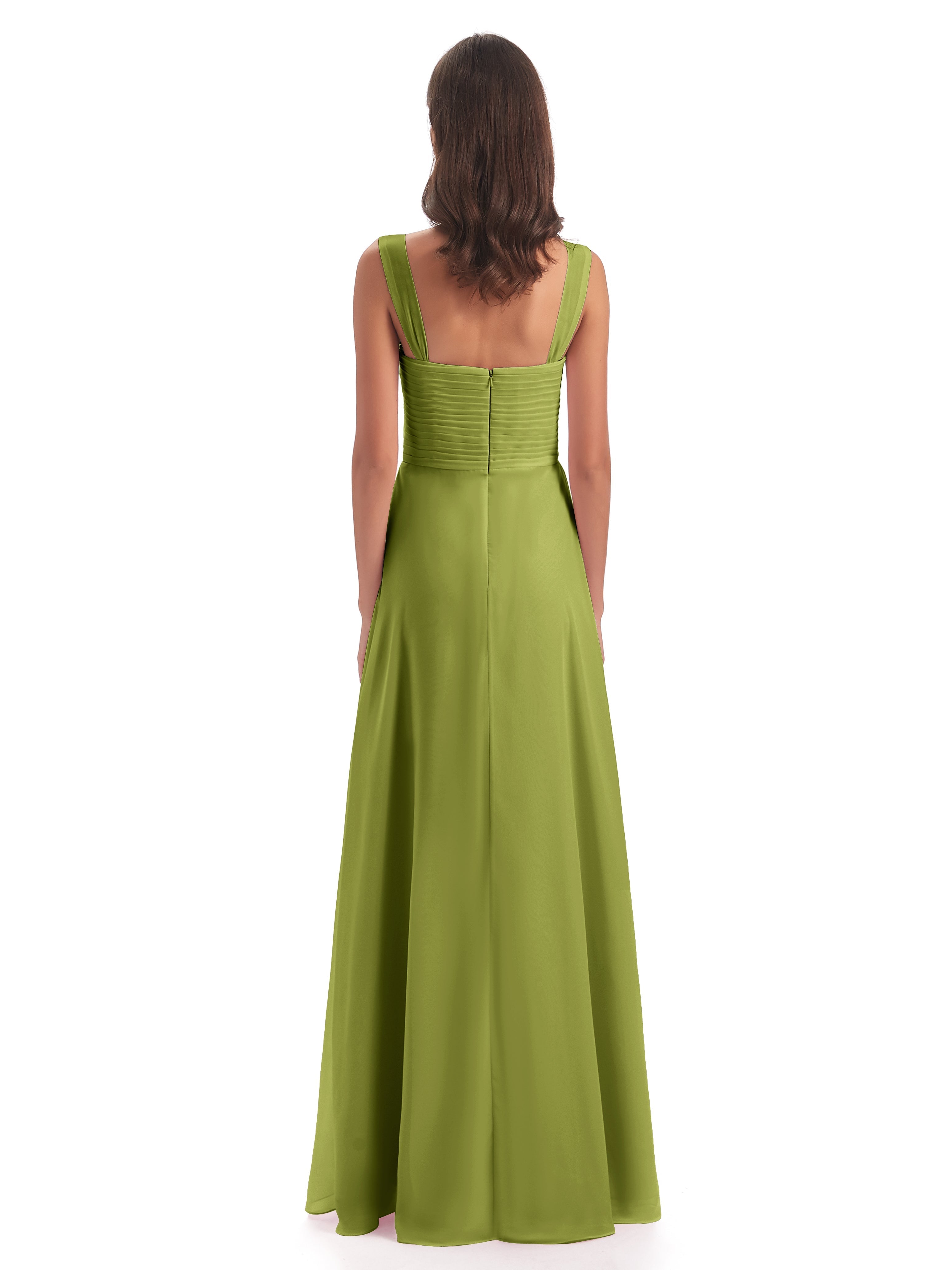 Robes De Demoiselle D'Honneur Trèfle Colonne Bretelle Mousseline Robes Demoiselle D'Honneur