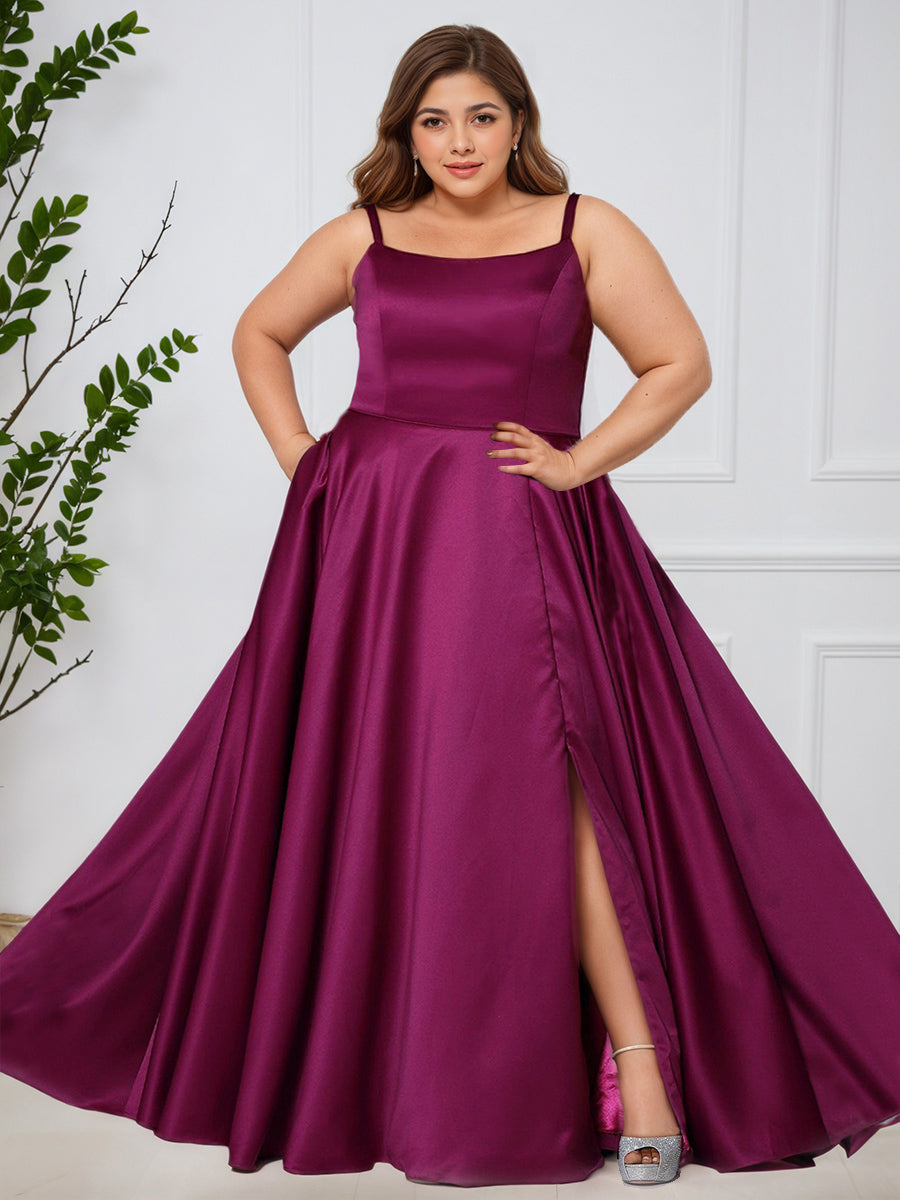 Cicinia ORCHIDEE Robe de Bal Longue Simple A-Ligne à Fente Grande Taille