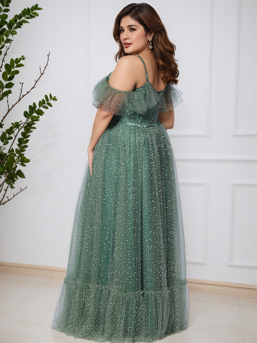 Cicinia VERT OLIVE Robe de Bal Longue Épaules dénudées à Bretelles Fines Grande Taille