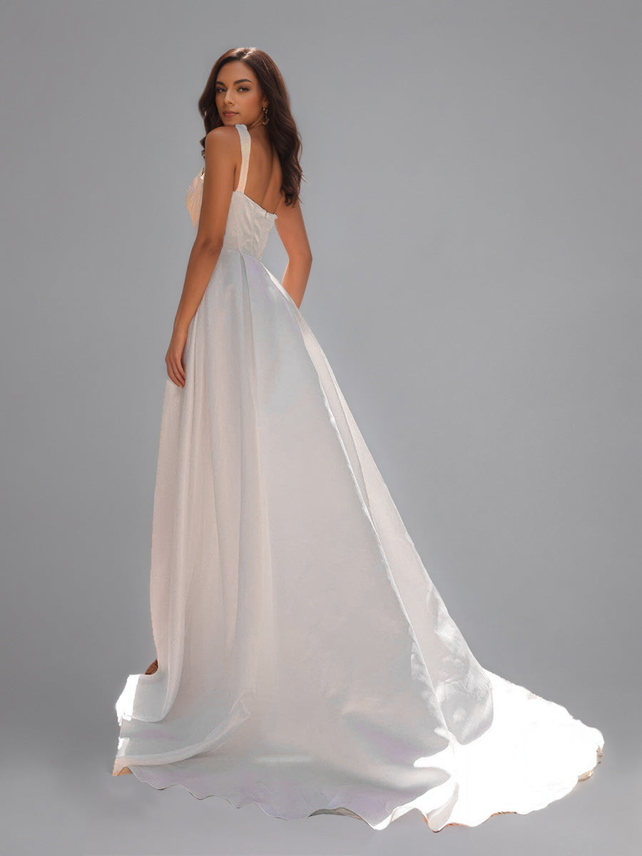 Cicinia Robe de Mariée Longue A-Line Épaules Dénudées Décolleté Cœur Épurée