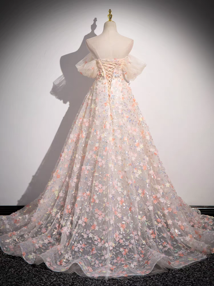 Somptueuse Épaule Dénudée Robe de Quinceanera avec Traîne de balayage / pinceau