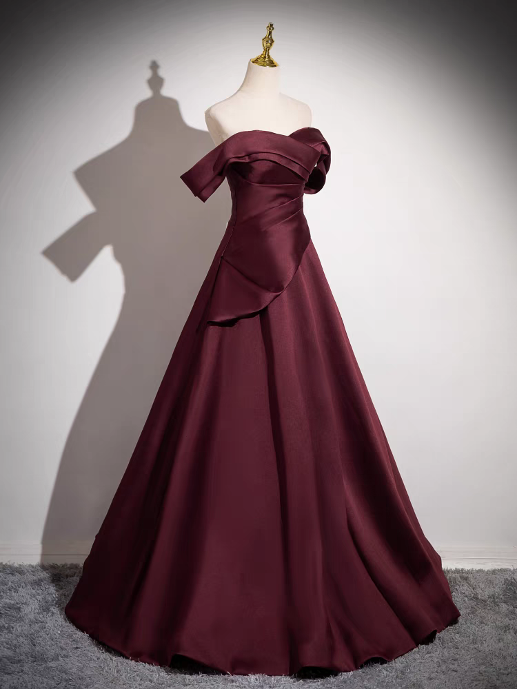 Épaule Dénudée Col Coeur Satin Robe de Soirée Plisée