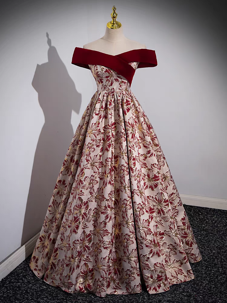Vintage Robe de Quinceanera en Velours et Satin imprimé floral
