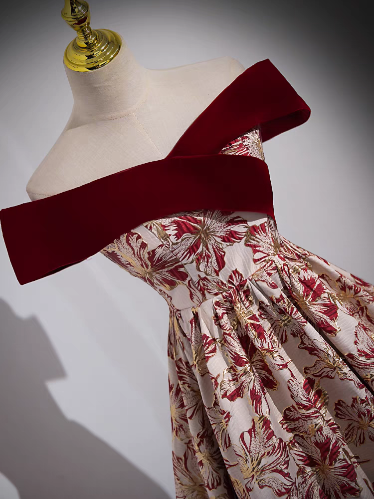 Vintage Robe de Quinceanera en Velours et Satin imprimé floral