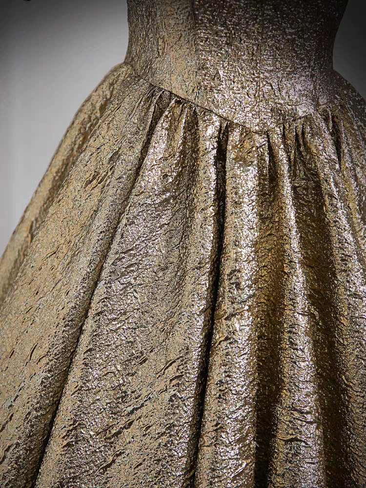 Robe de Quinceanera à Manches Courtes Vintage en Tulle noir et Paillettes d'or