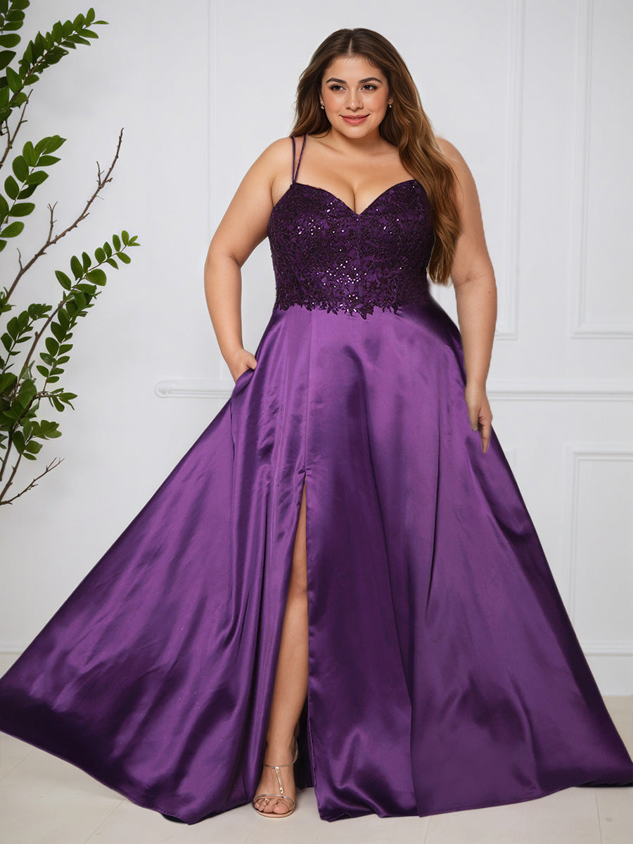 Cicinia Raisin Robe de Bal Longue Jolie à Bretelles Fines avec Traine Balayée Ligne A Grande Taille