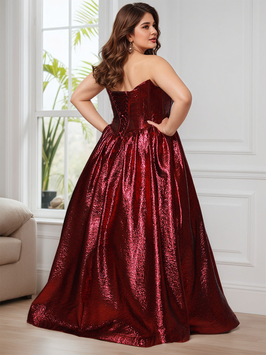 Cicinia BORDEAUX Robe de Bal Longue Élégante Décolleté Cœur Grande Taille