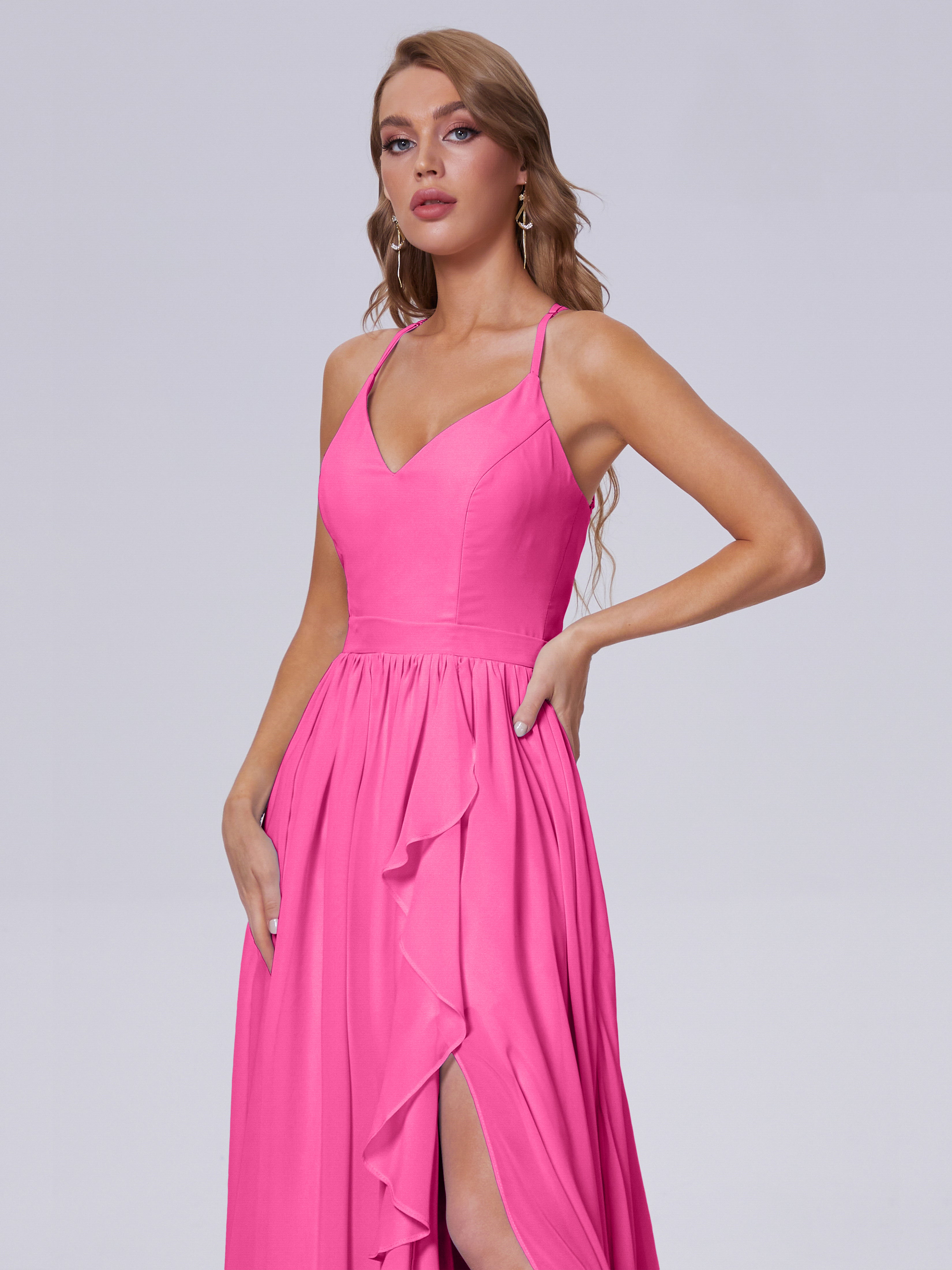 Robe Demoiselle D Honneur Azalée Asymétrique Mousseline Robes Demoiselle D'Honneur