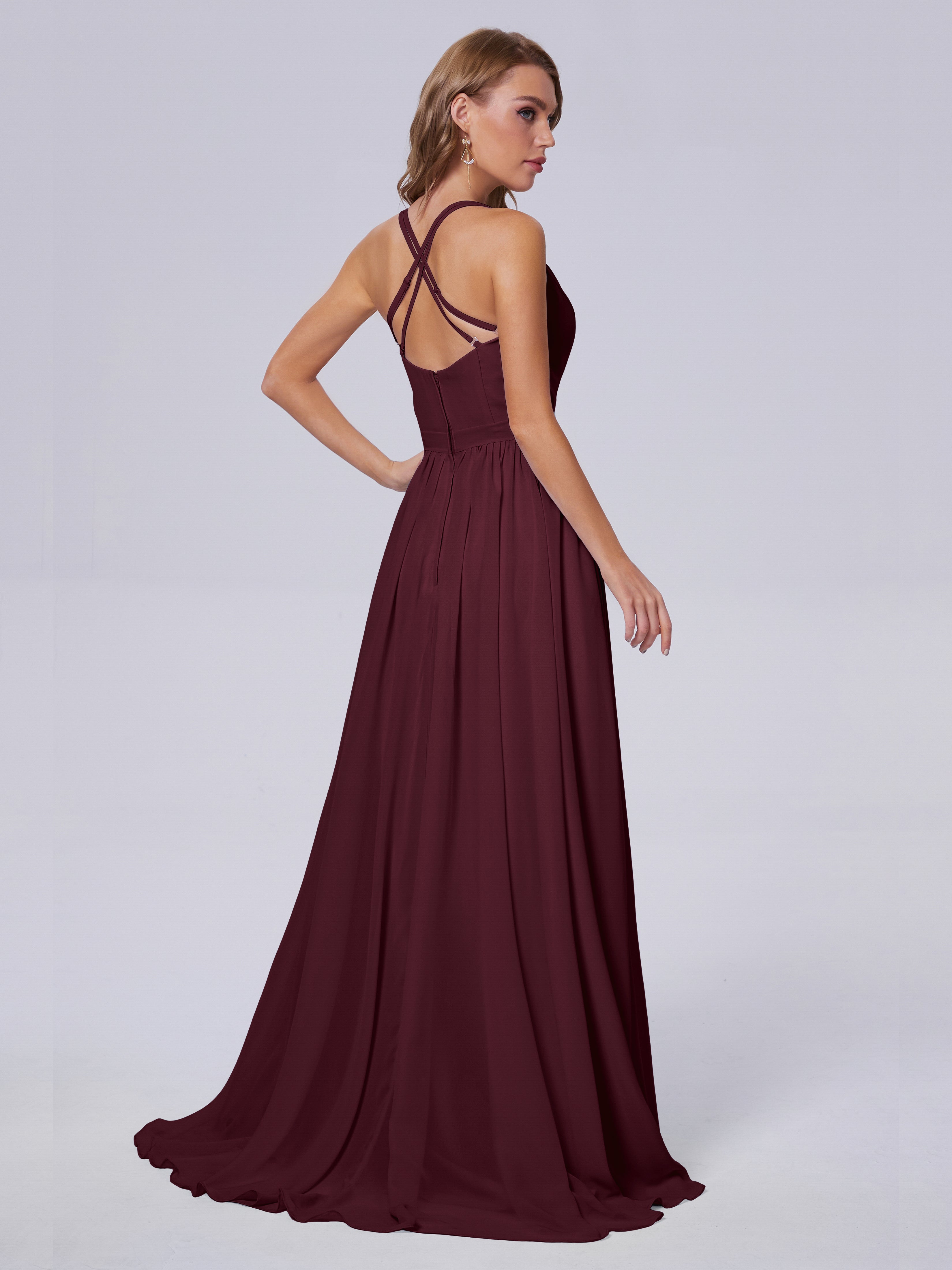 Robes De Demoiselle D'Honneur Cabernet Asymétrique Mousseline Robes Demoiselle D'Honneur