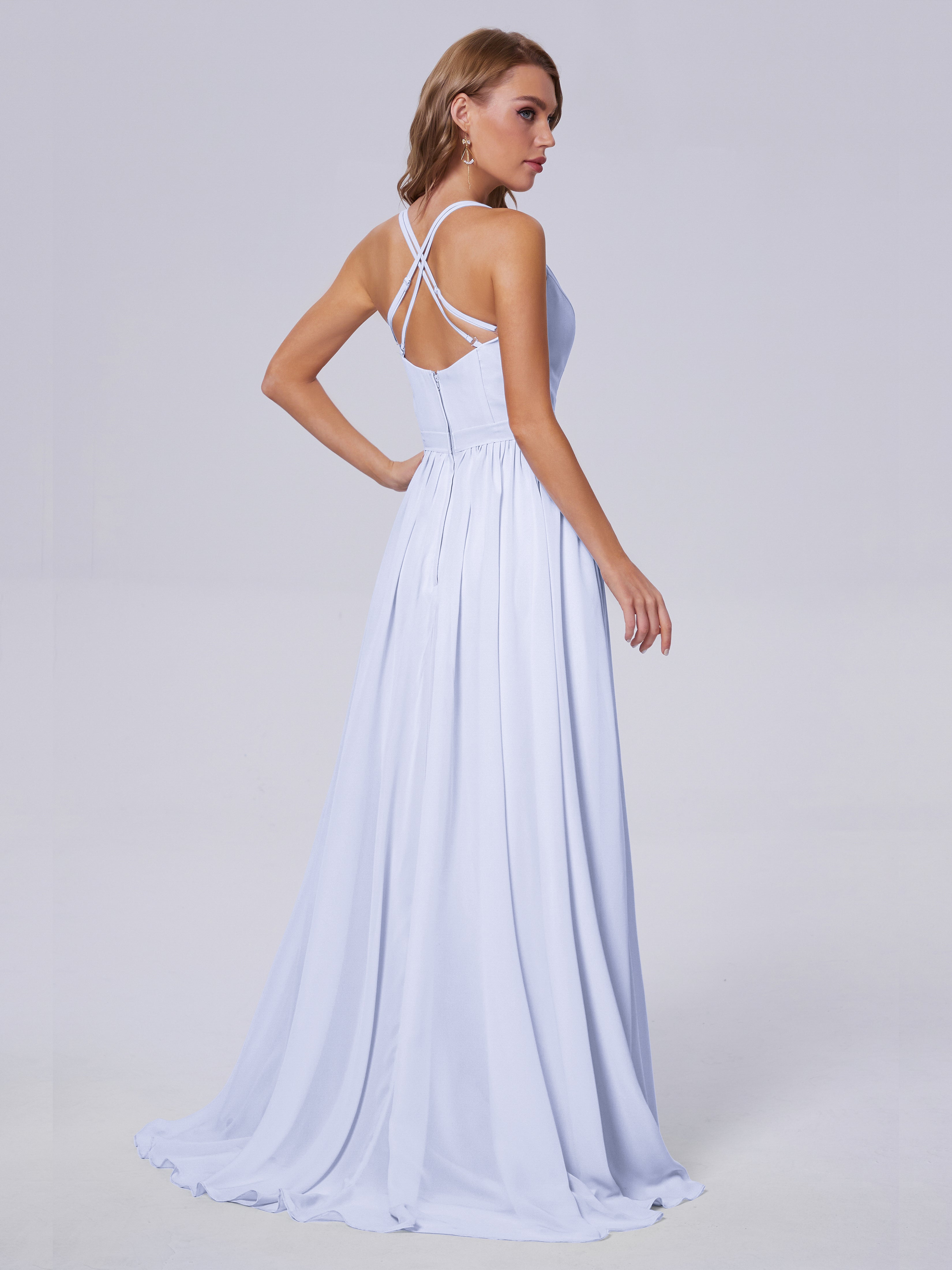 Robe Lavande Demoiselle D Honneur Asymétrique Mousseline Robes Demoiselle D'Honneur