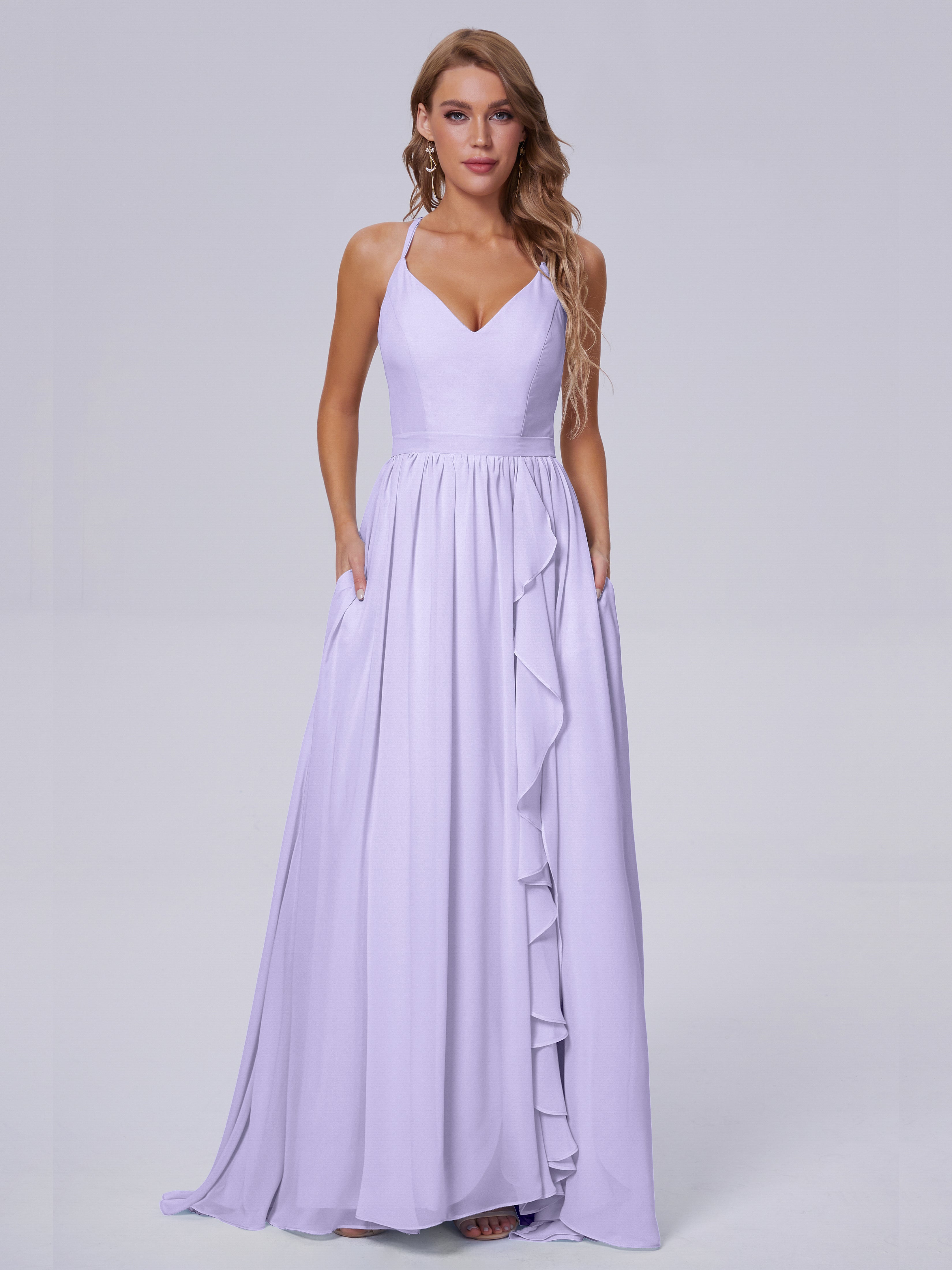 Demoiselle Robe Cocktail Robe Lilas Asymétrique Mousseline Robes Demoiselle D'Honneur