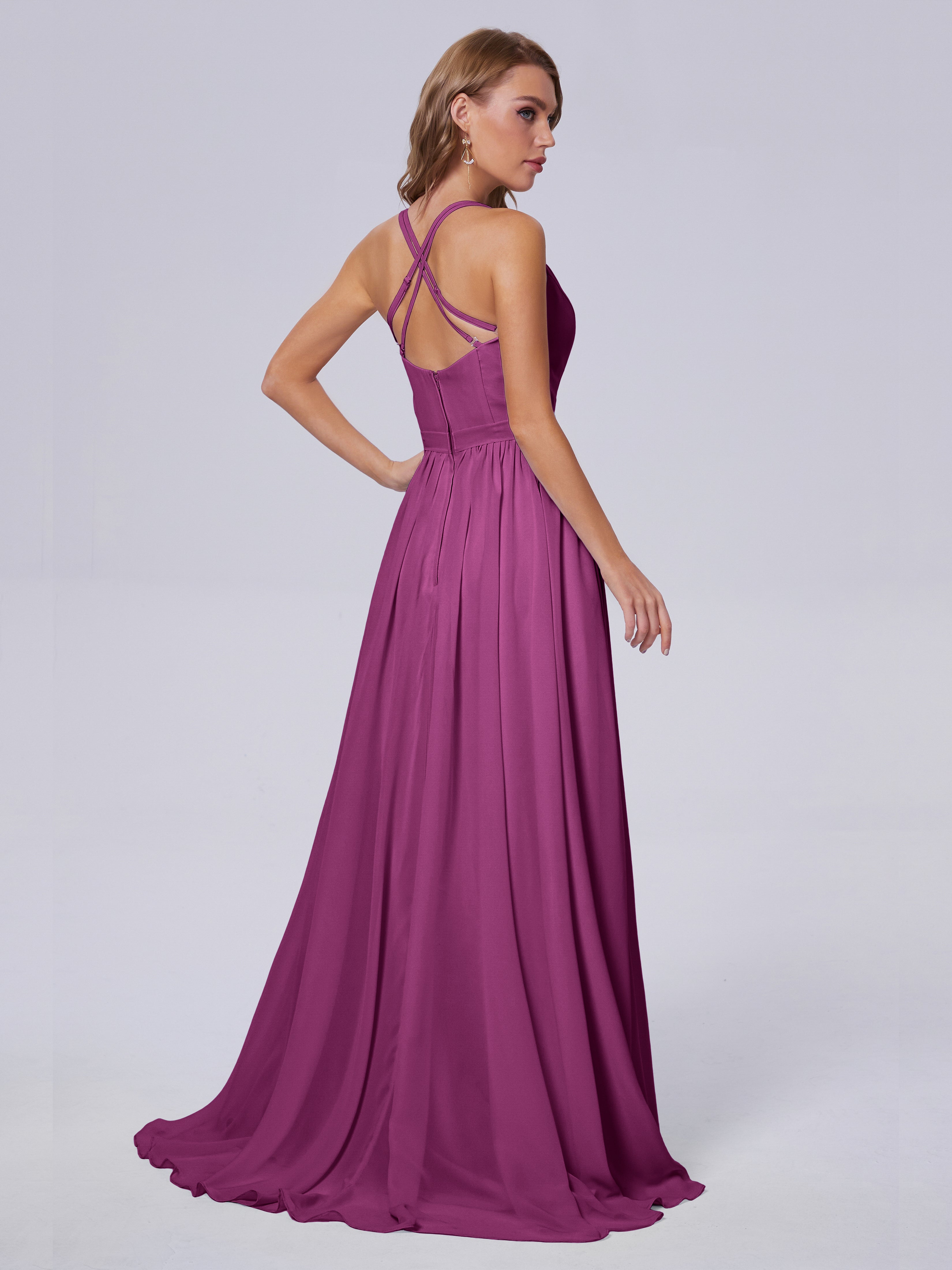 Robes De Demoiselle D'Honneur Orchidée Asymétrique Mousseline Robes Demoiselle D'Honneur