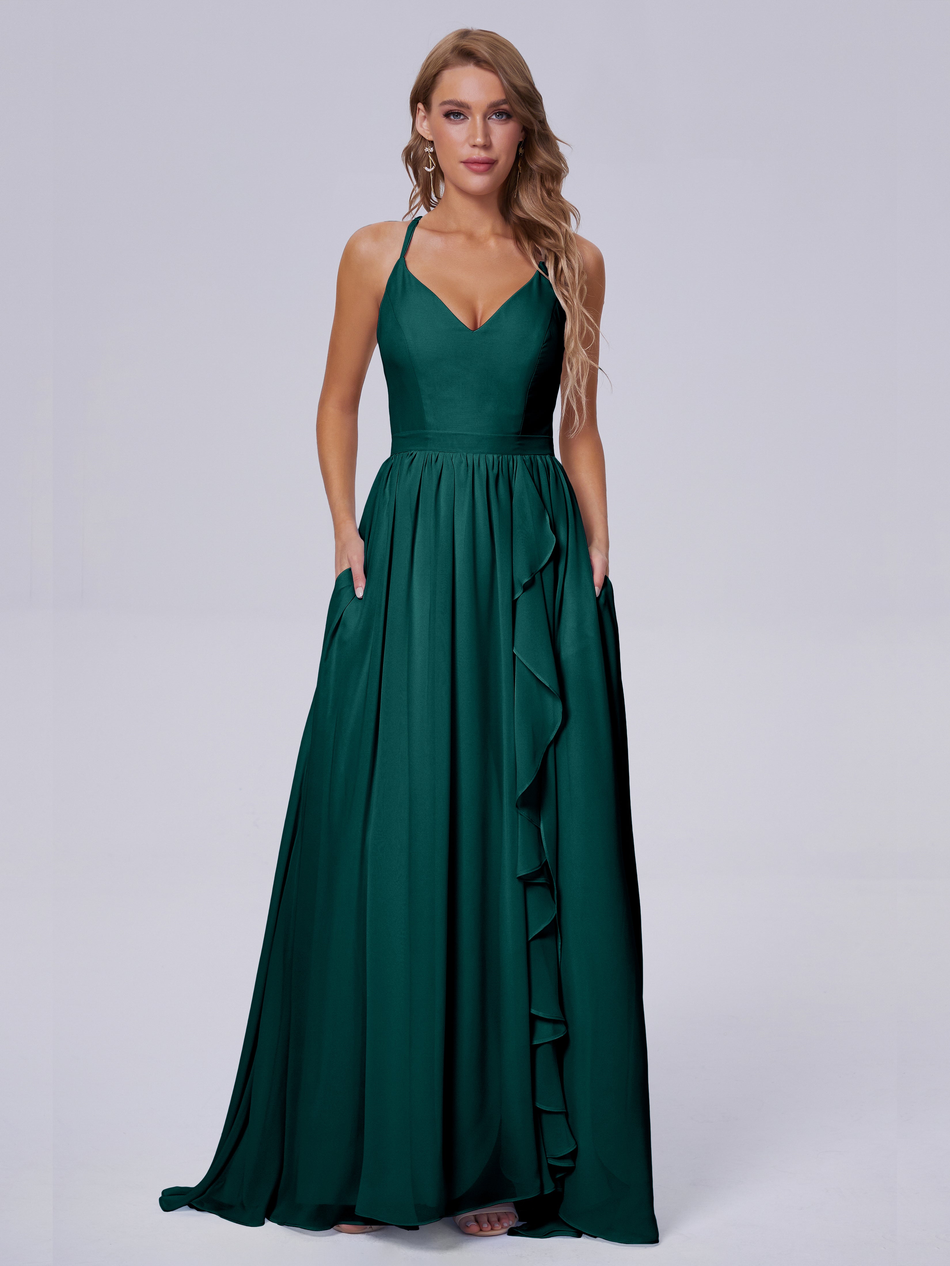 Robe De Demoiselle D'Honneur En Mousseline De Paon Asymétrique Mousseline Robes Demoiselle D'Honneur