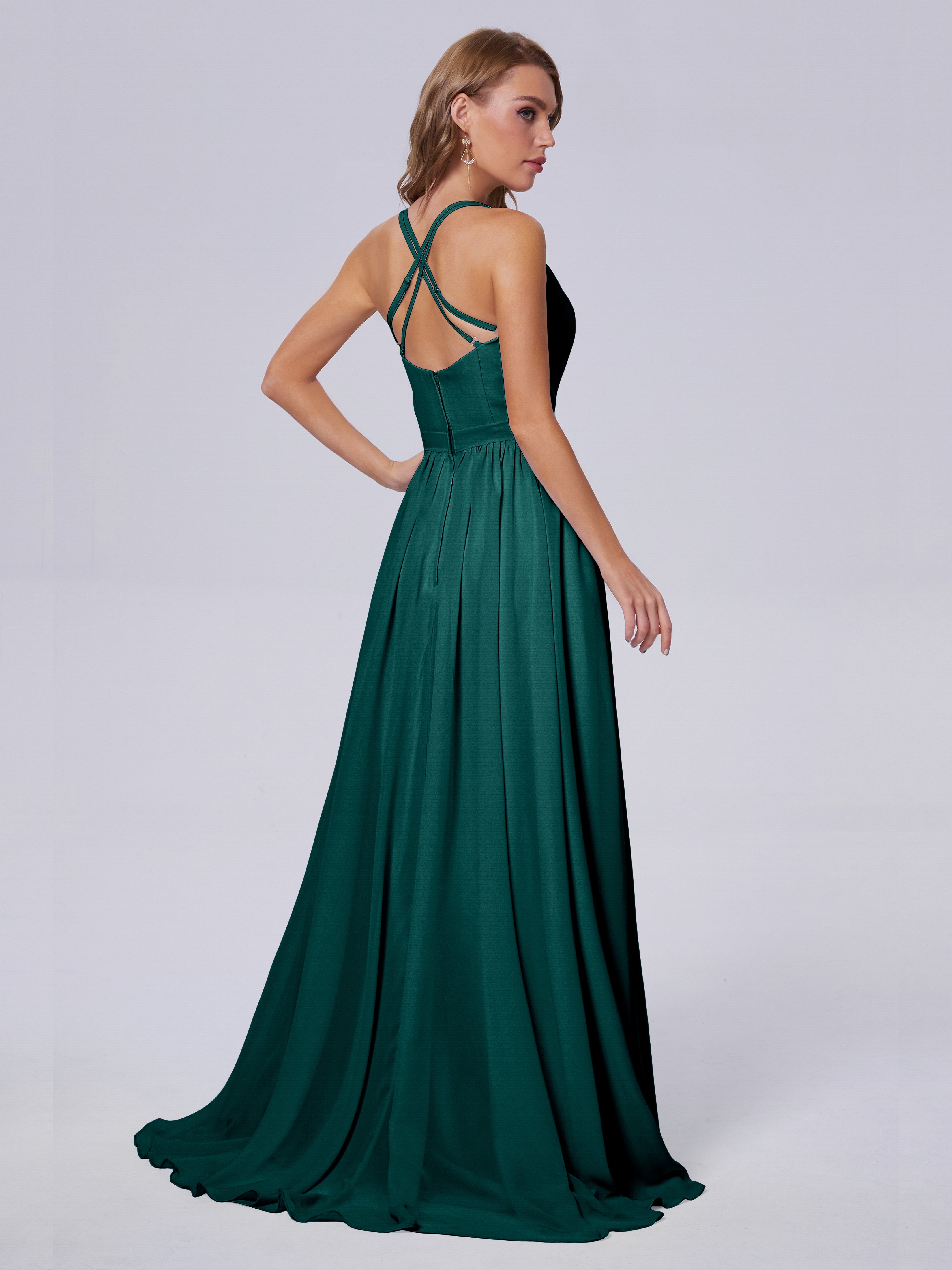 Robe De Demoiselle D'Honneur En Mousseline De Paon Asymétrique Mousseline Robes Demoiselle D'Honneur