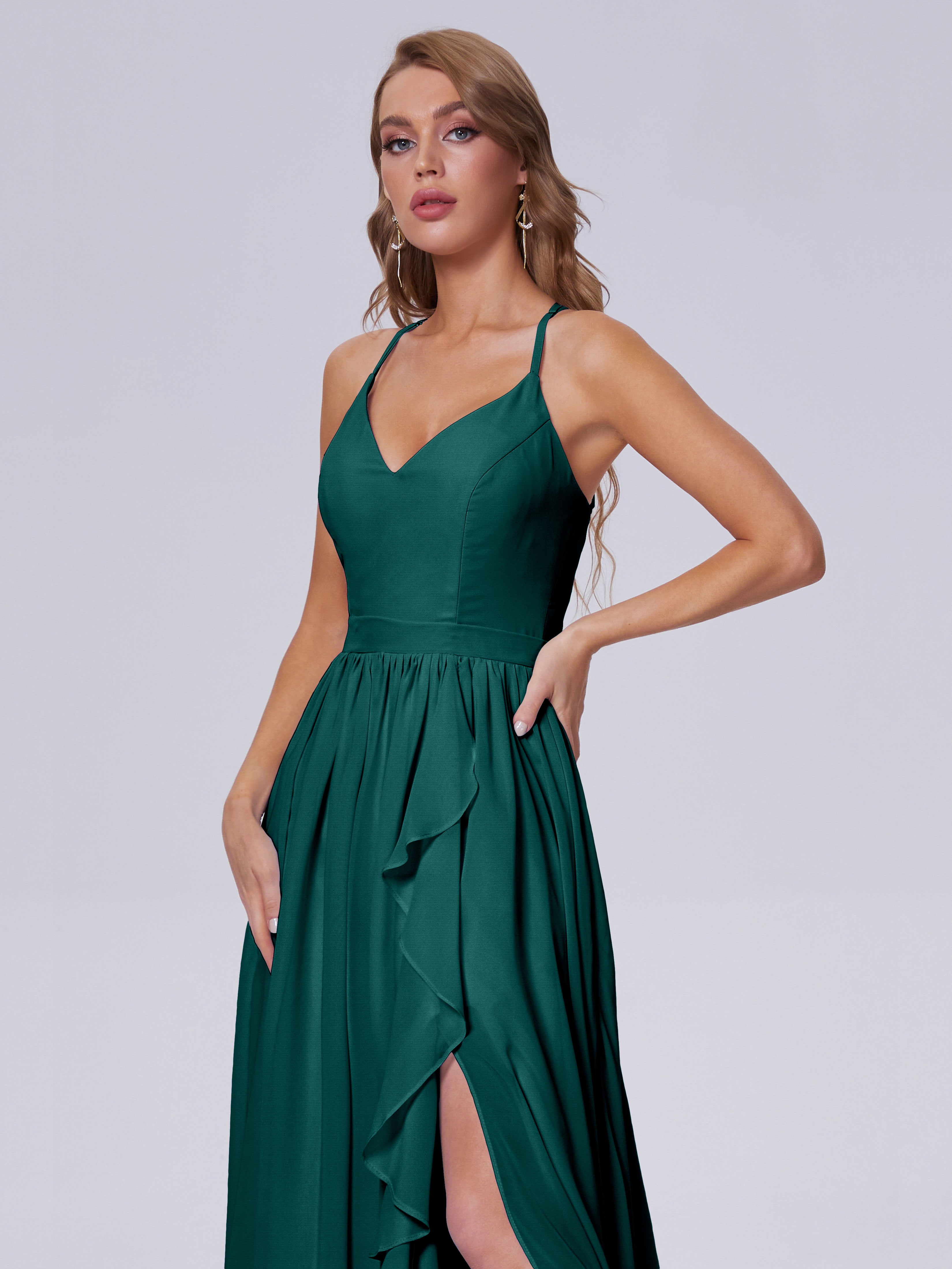 Robe De Demoiselle D'Honneur En Mousseline De Paon Asymétrique Mousseline Robes Demoiselle D'Honneur