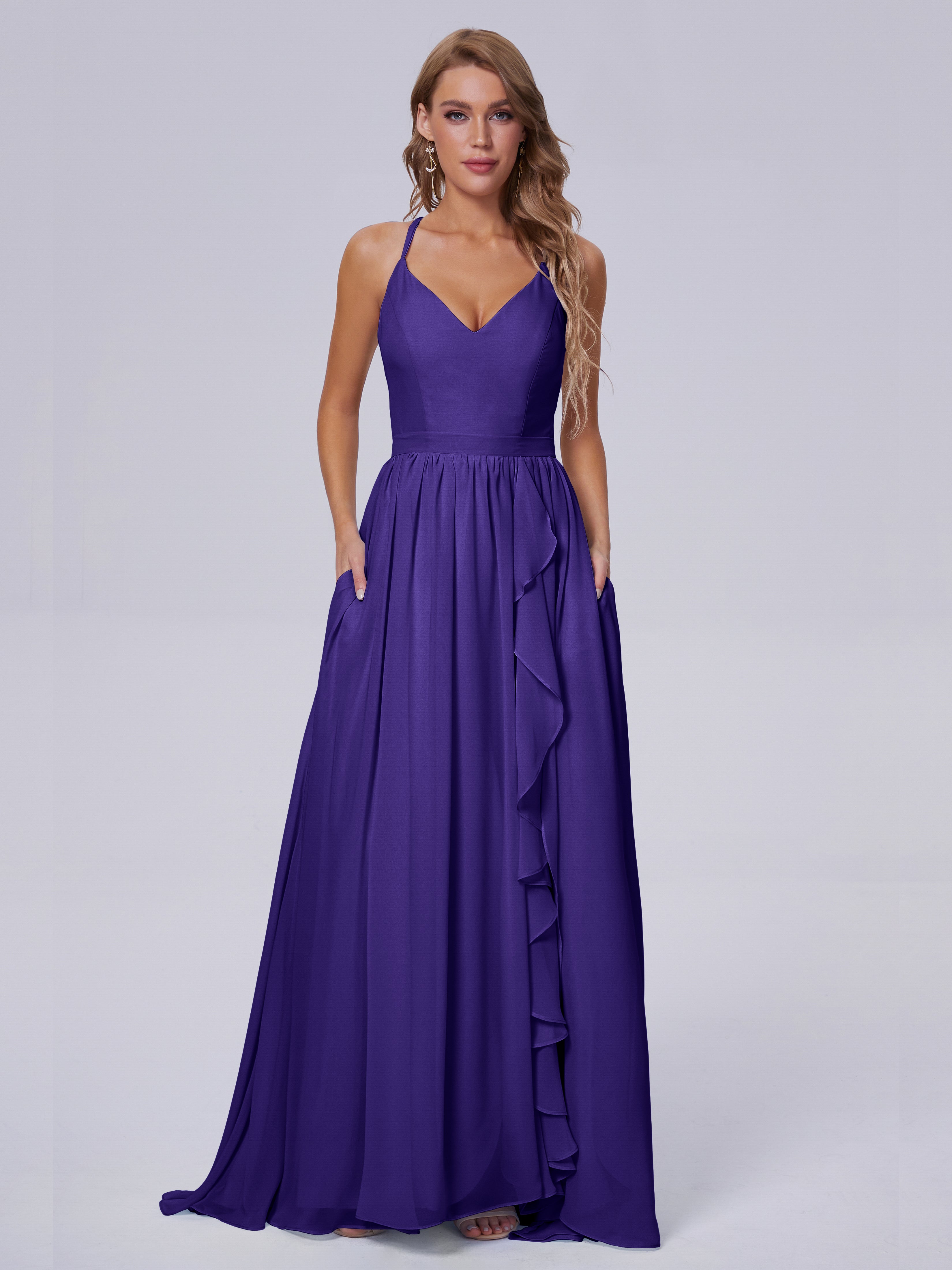 Robes De Demoiselle D'Honneur En Régence Asymétrique Mousseline Robes Demoiselle D'Honneur