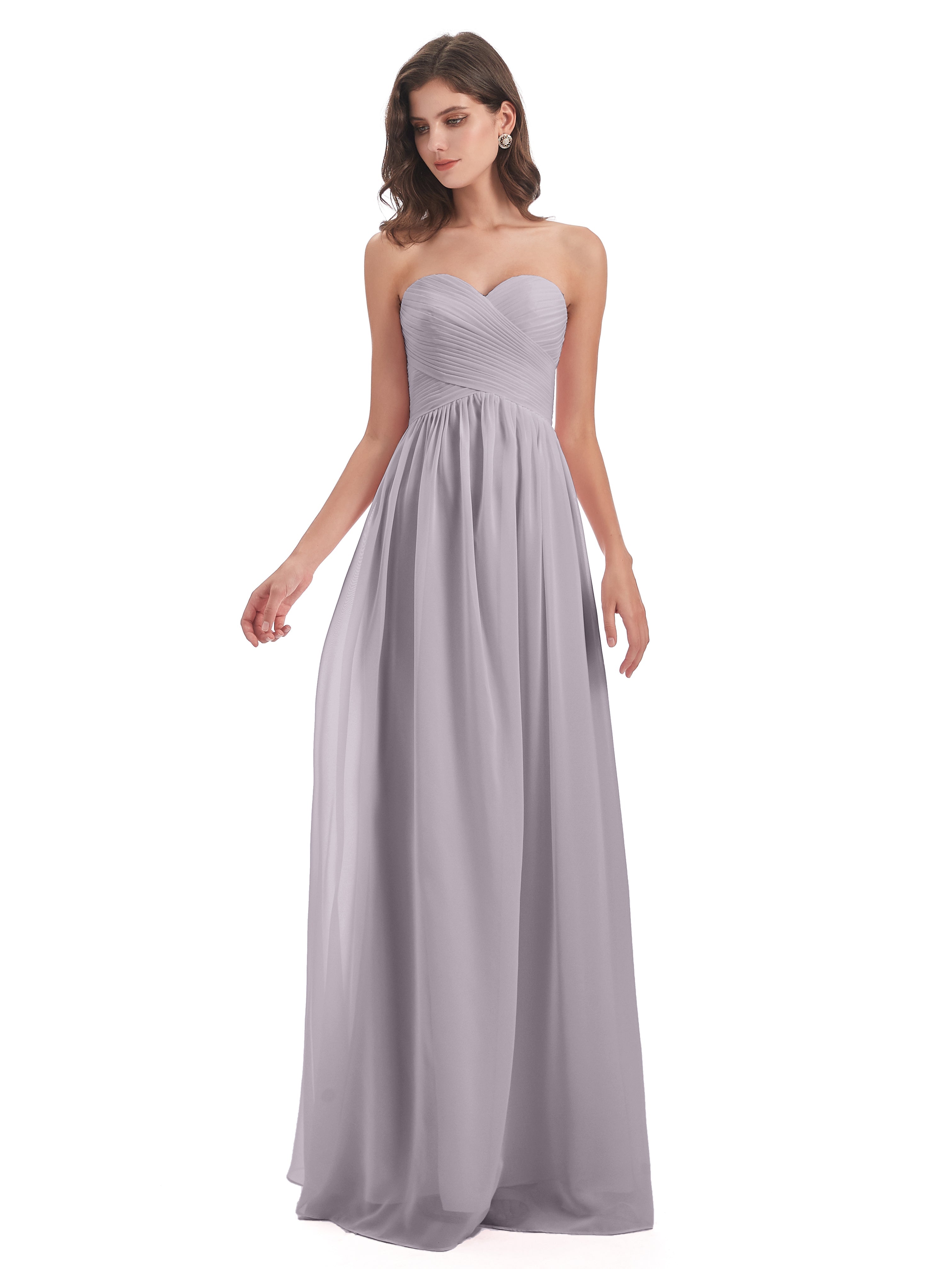 Robes De Demoiselle D'Honneur Crépuscule Col Coeur Sans Manche Mousseline Robes Demoiselle D'Honneur