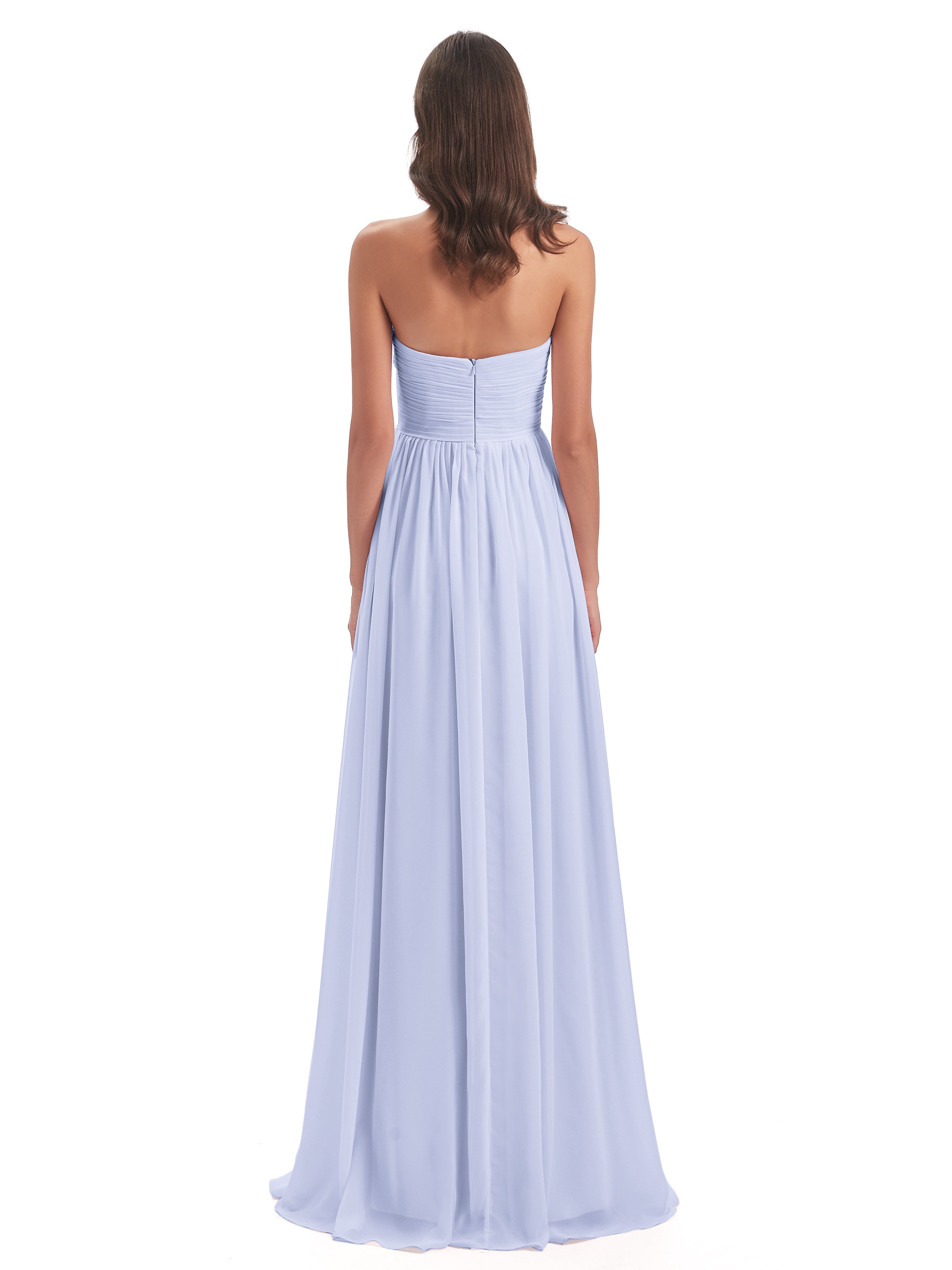 Robe De Demoiselle D'Honneur Lavande Col Coeur Sans Manche Mousseline Robes Demoiselle D'Honneur