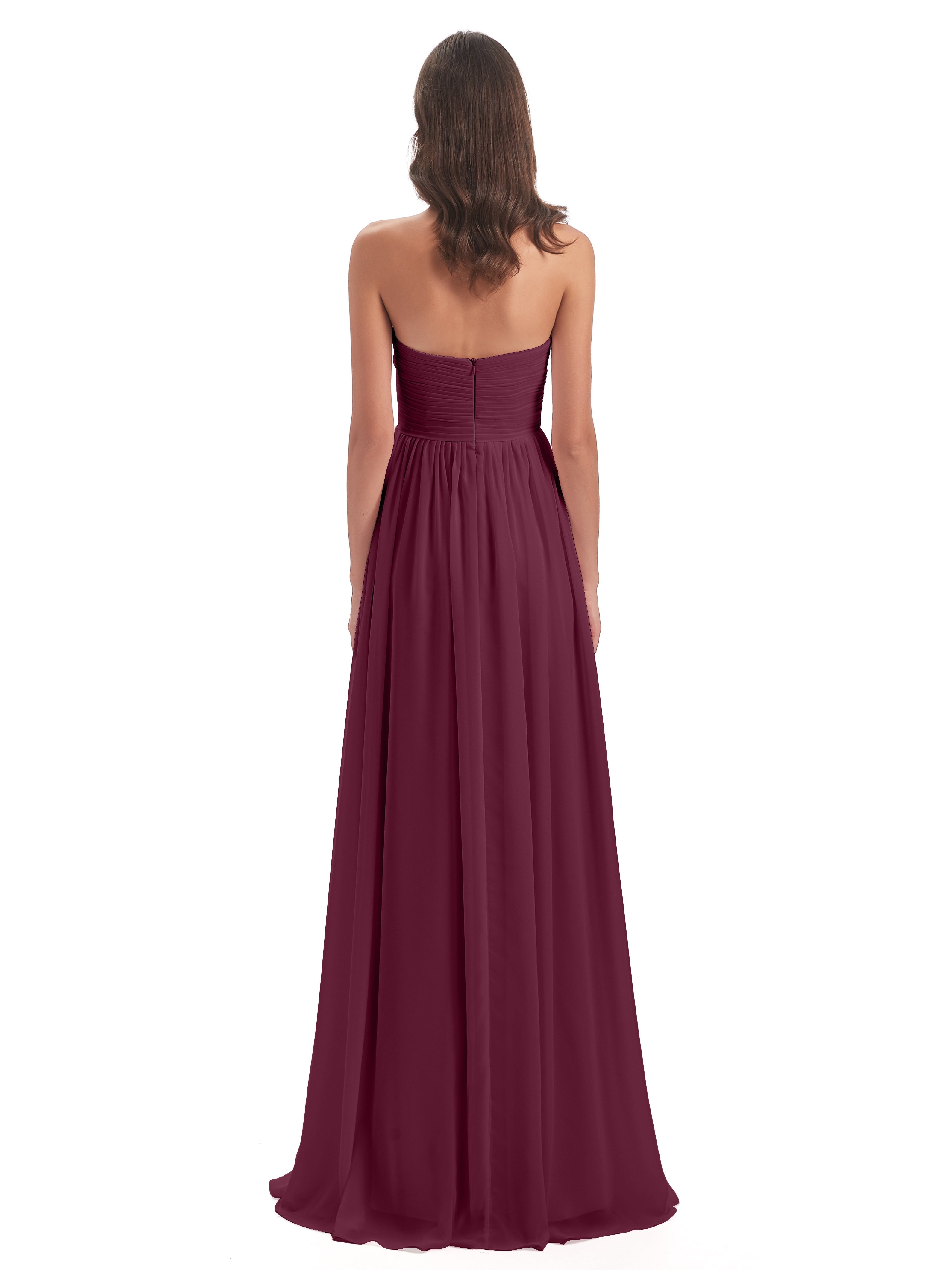 Robes De Demoiselle D'Honneur Mûre Col Coeur Sans Manche Mousseline Robes Demoiselle D'Honneur