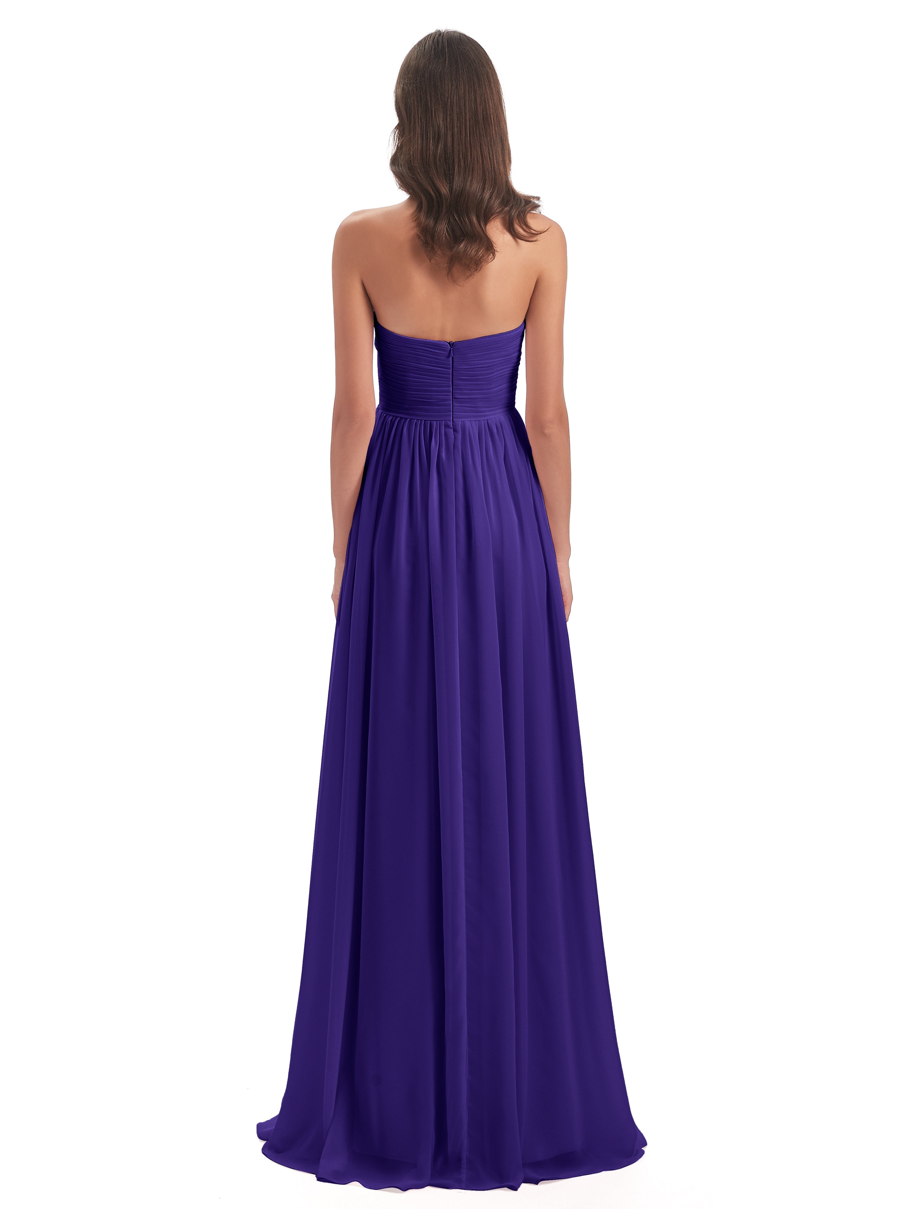 Robes De Demoiselle D'Honneur En Régence Col Coeur Sans Manche Mousseline Robes Demoiselle D'Honneur