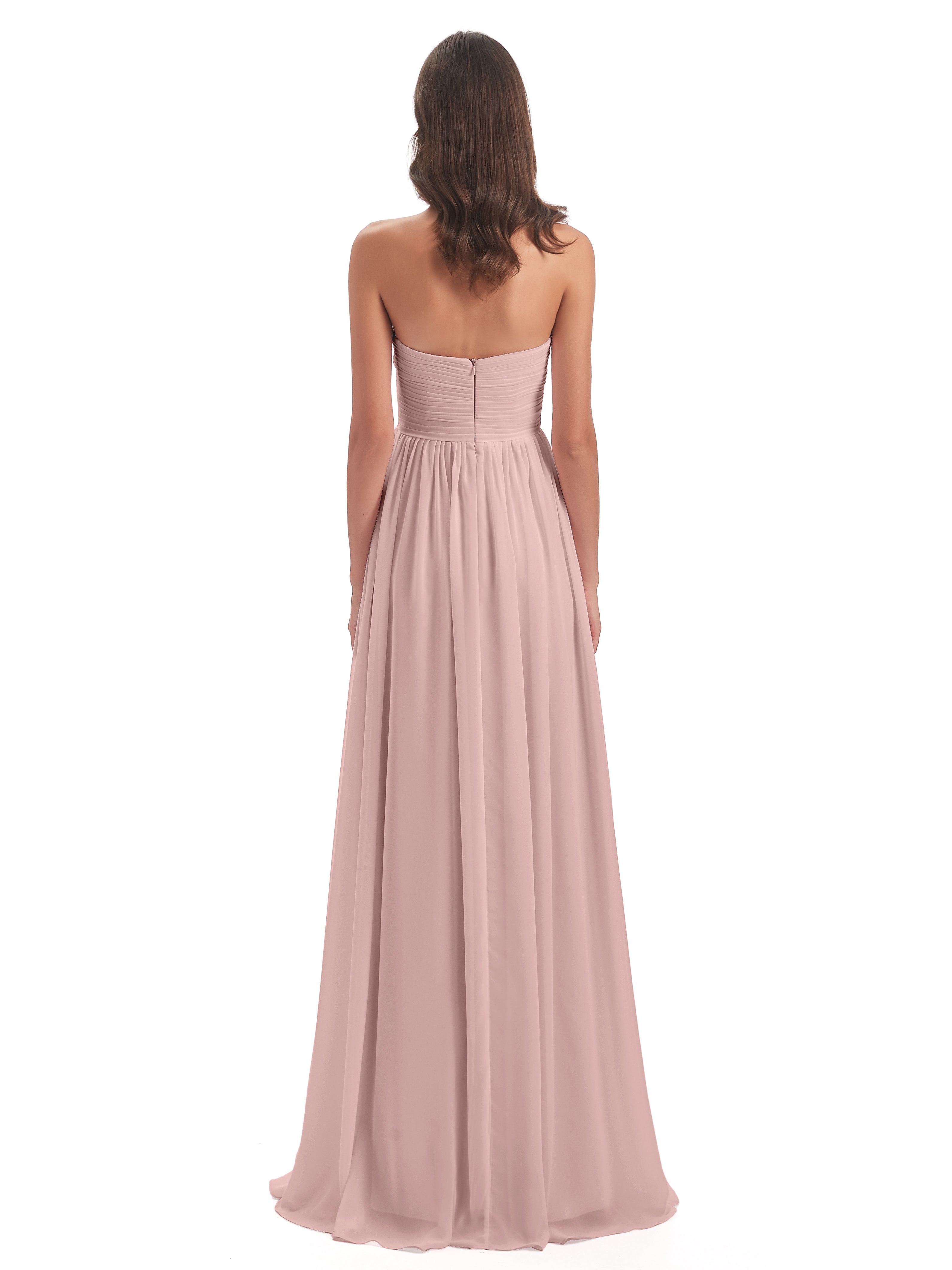Robe Demoiselle D Honneur Rose Poudré Courte Col Coeur Sans Manche Mousseline Robes Demoiselle D'Honneur