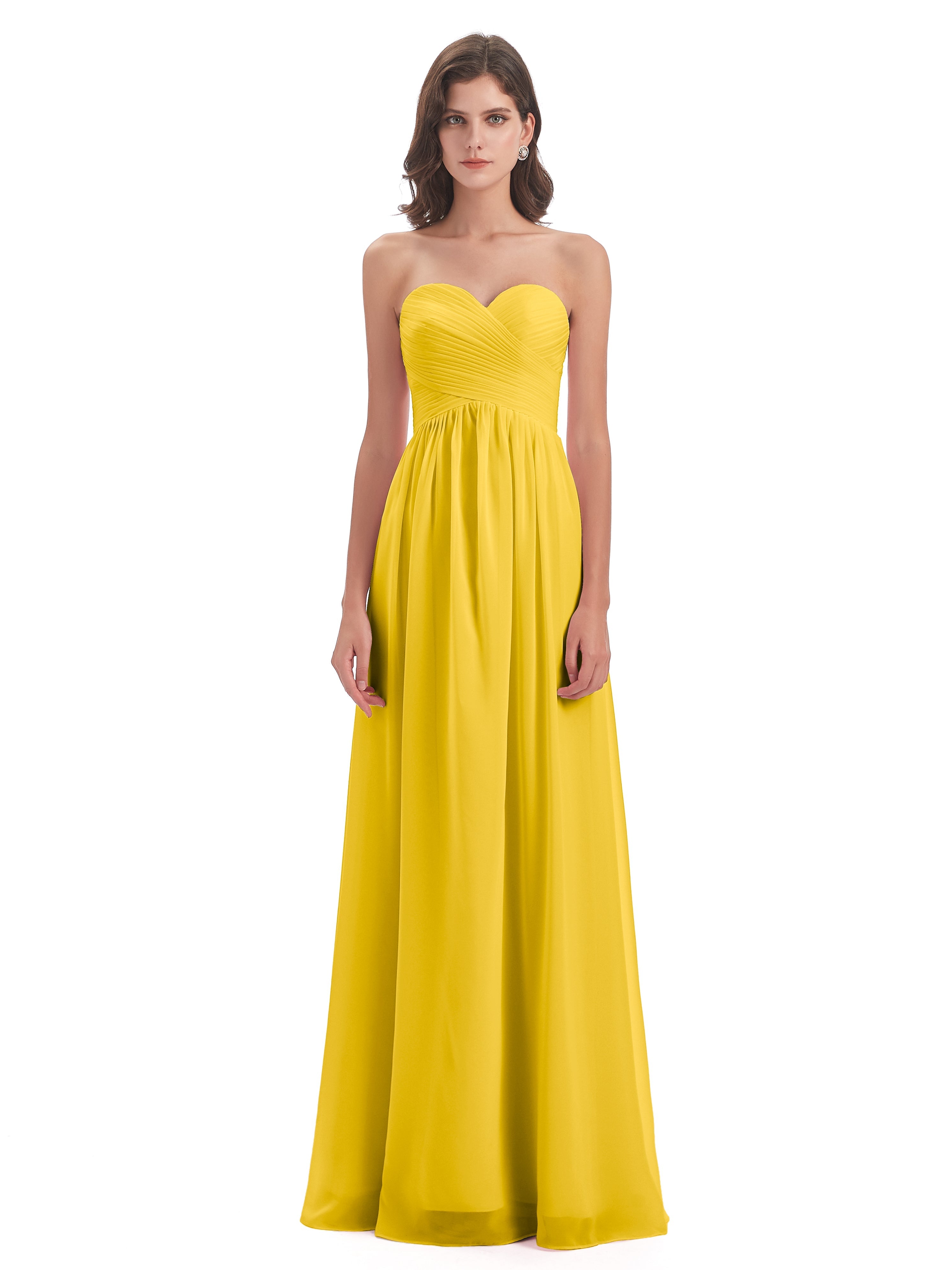 Robe De Demoiselle D'Honneur Souci Col Coeur Sans Manche Mousseline Robes Demoiselle D'Honneur