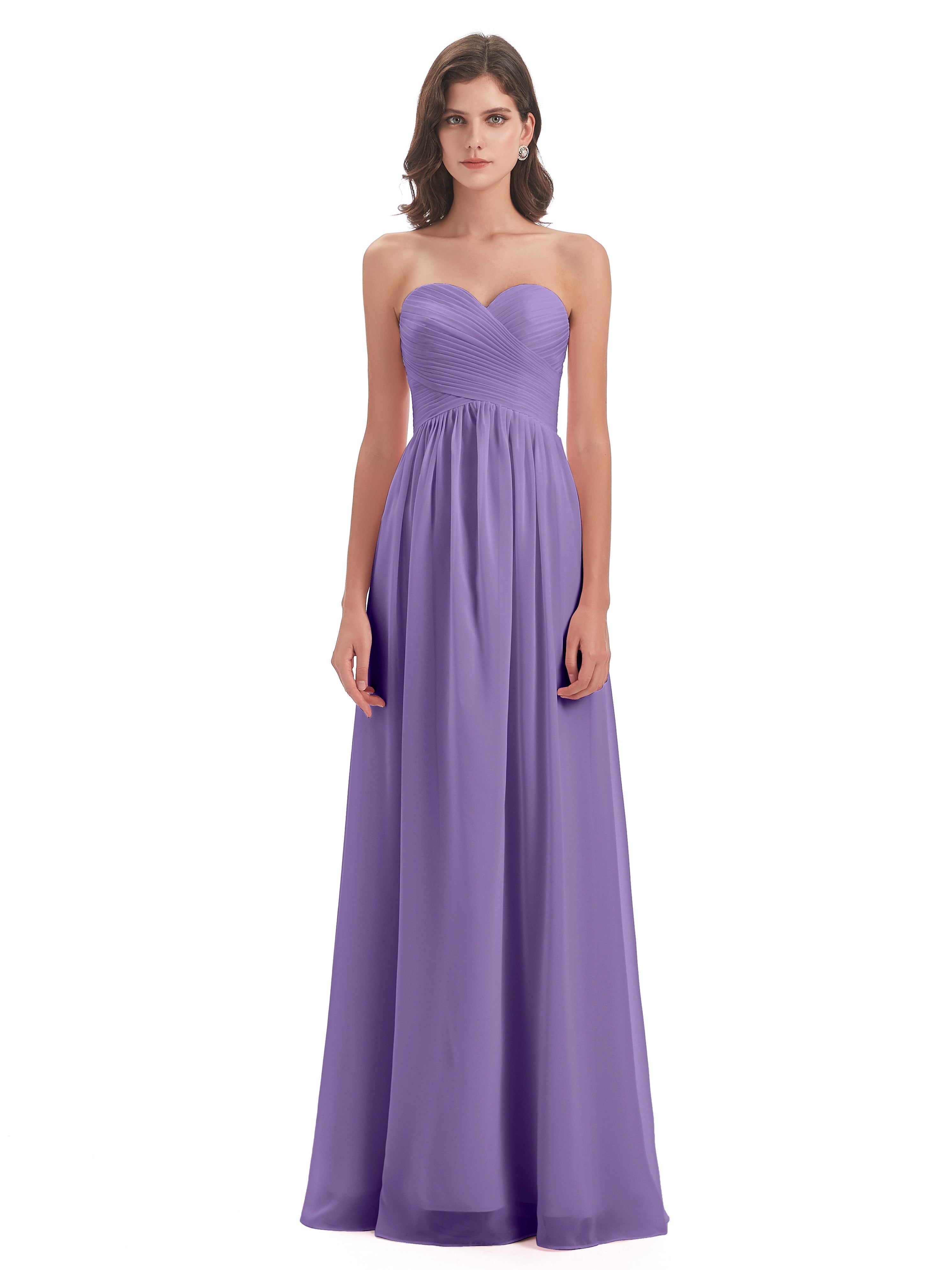 Robes De Demoiselle D'Honneur Tahiti Col Coeur Sans Manche Mousseline Robes Demoiselle D'Honneur